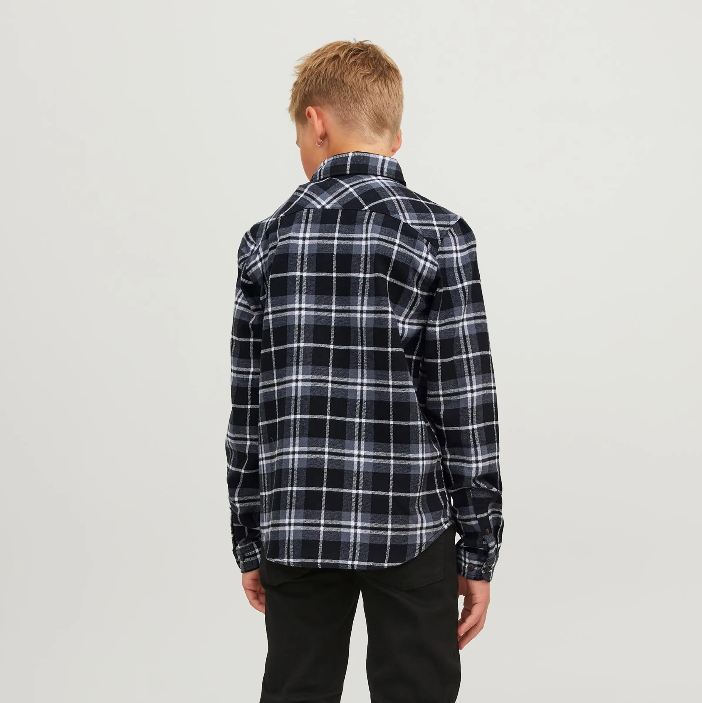 Jack&Jones Junior 12237063 JJPLAIN FALL CHECK SH Blau 880421 175884 2