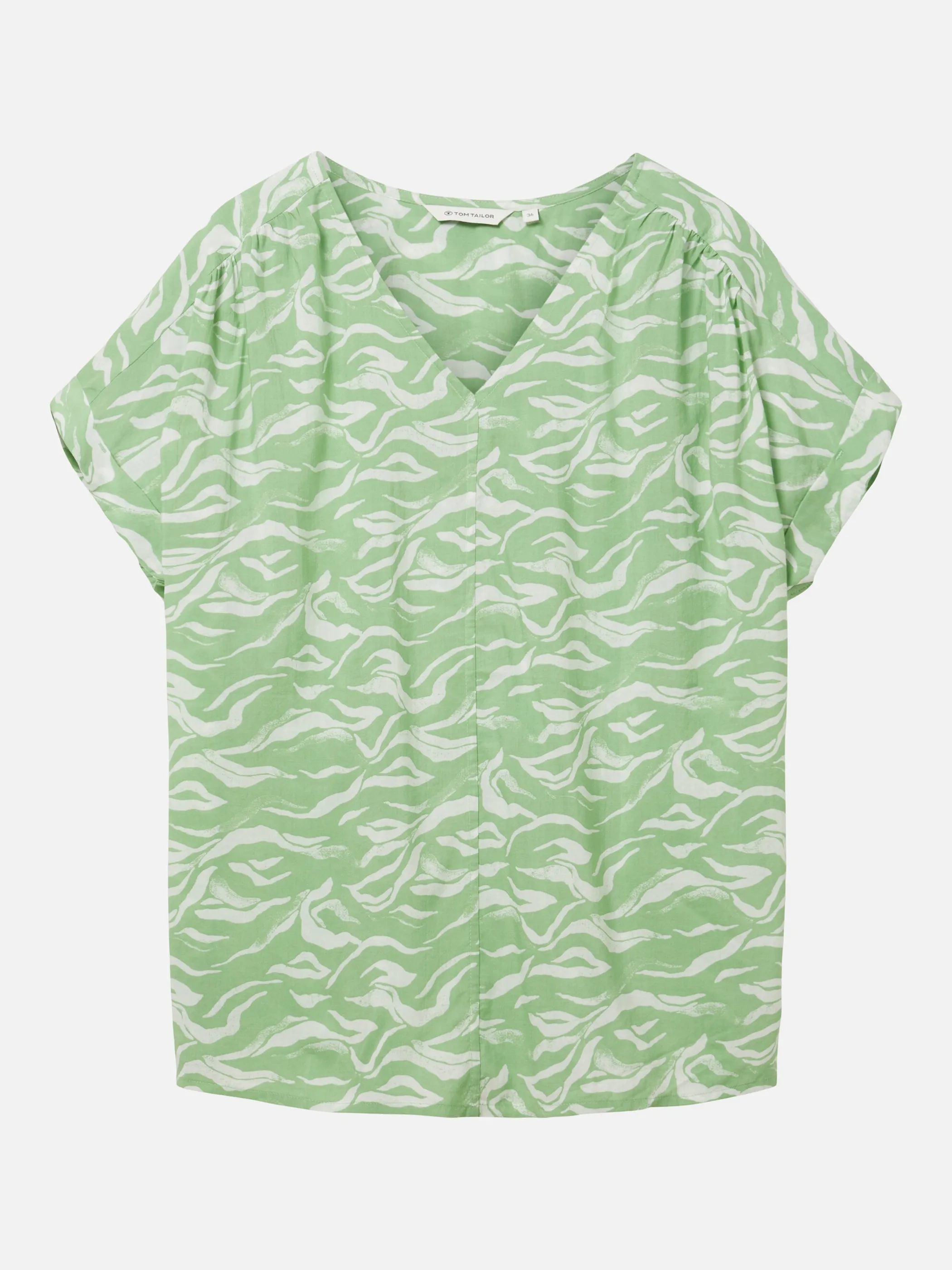 Tom Tailor 1035256 printed V-neck blouse Grün 874876 31574 1 Tom Tailor 1035256 printed V-neck blouse Grün 874876 31574 1