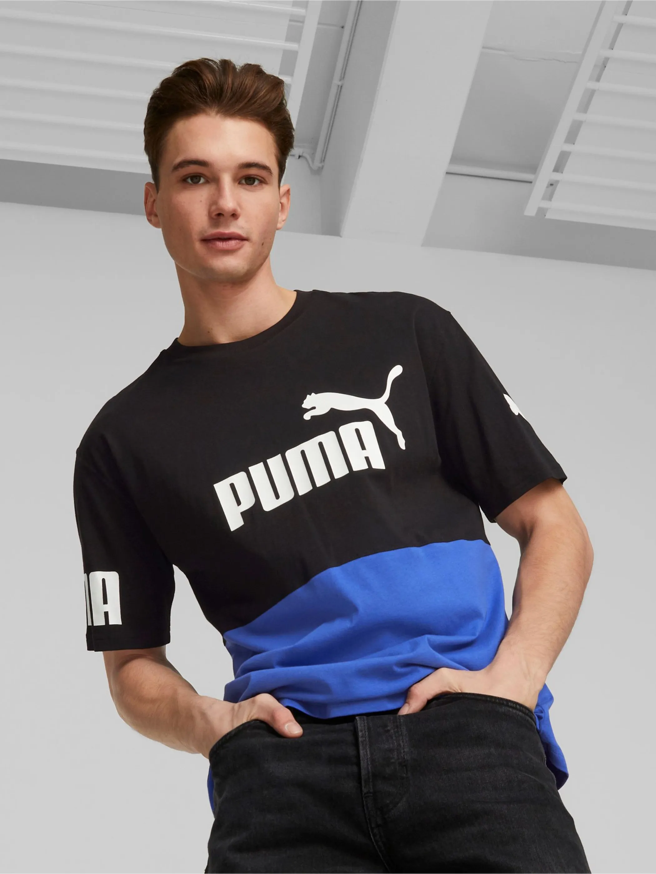 Puma 673321 He-Sportshirt, Colorblock Blau 876142 92 4