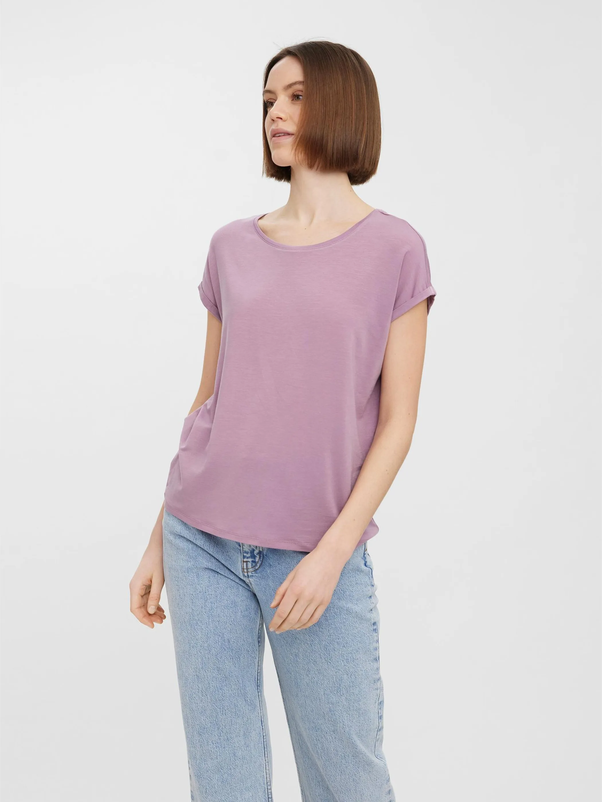 Vero Moda 10187159 VMAWARE PLAIN SS TOP Lila 767201 279236 2