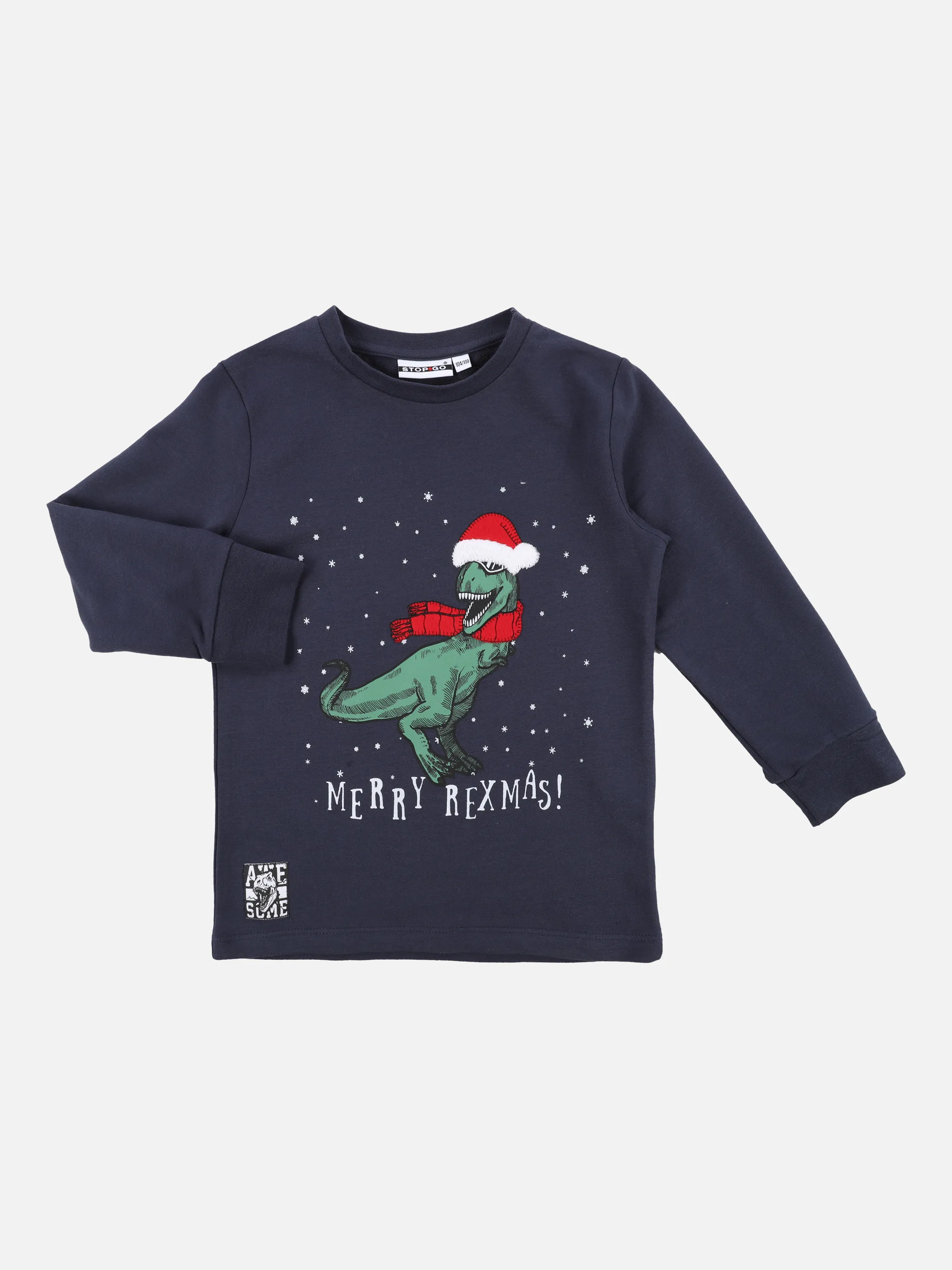 Stop + Go MB Longsleeve in navy mit Dino-Weihnachtsdruck Blau 871261 NAVY 1