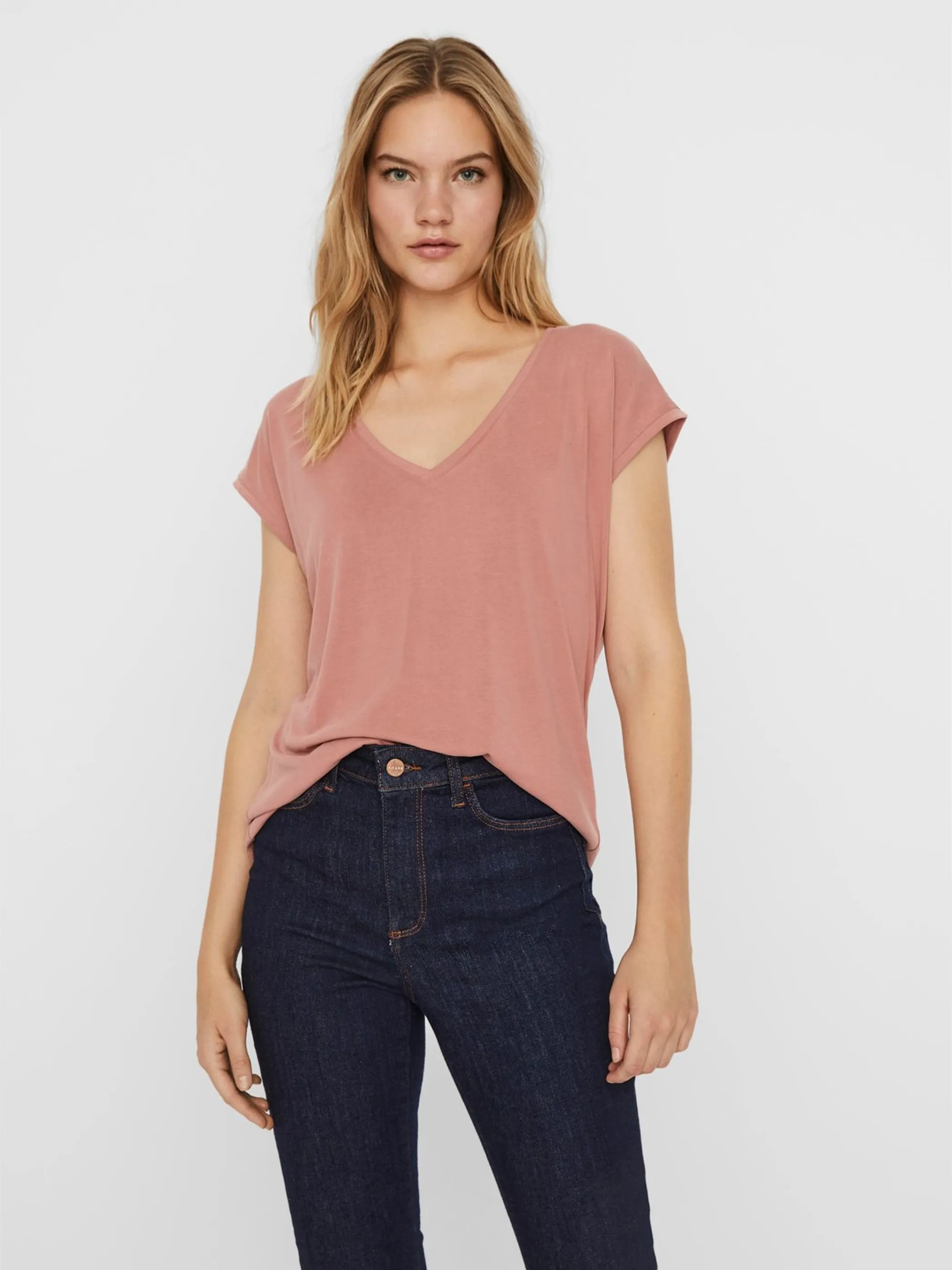 Vero Moda 10247666 VMFILLI SS V-NECK TEE Rosa 852231 217630 2