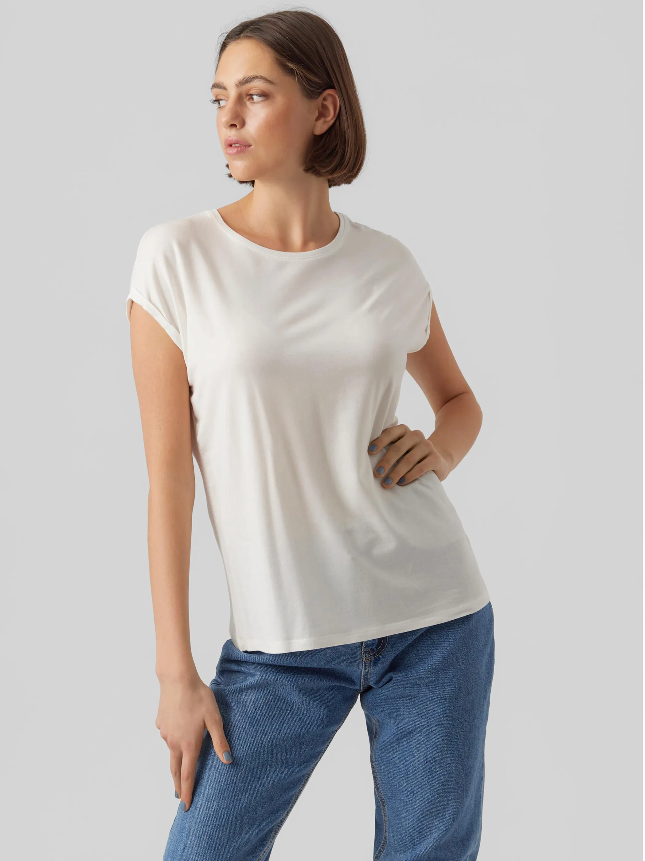 Vero Moda 10284468 VMAVA PLAIN SS TOP GA Weiß 873829 175598 4