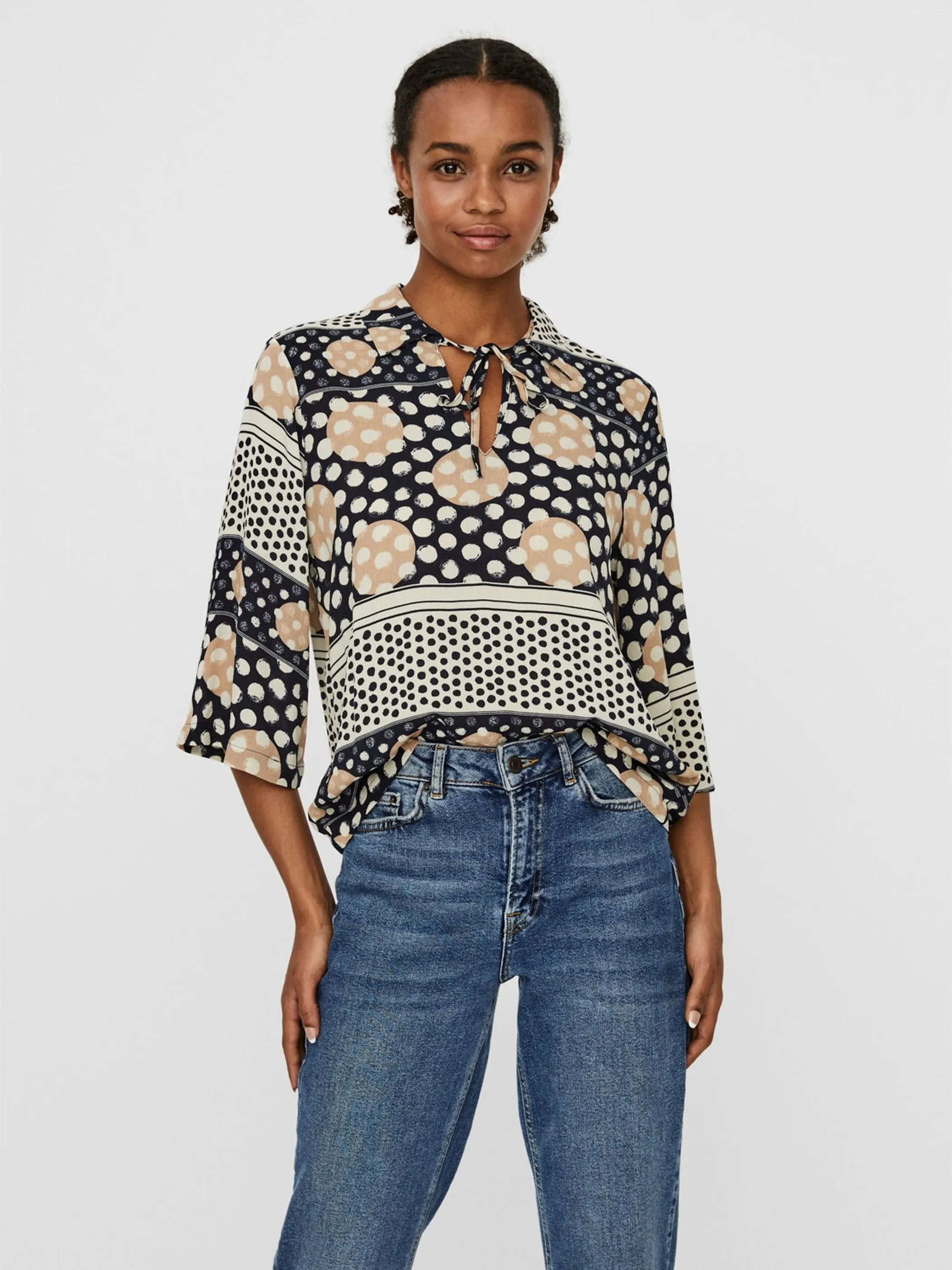 Vero Moda 10243125 VMANNA 3/4 TOP WVN GA Blau 850303 188780001 2 Vero Moda 10243125 VMANNA 3/4 TOP WVN GA Blau 850303 188780001 2