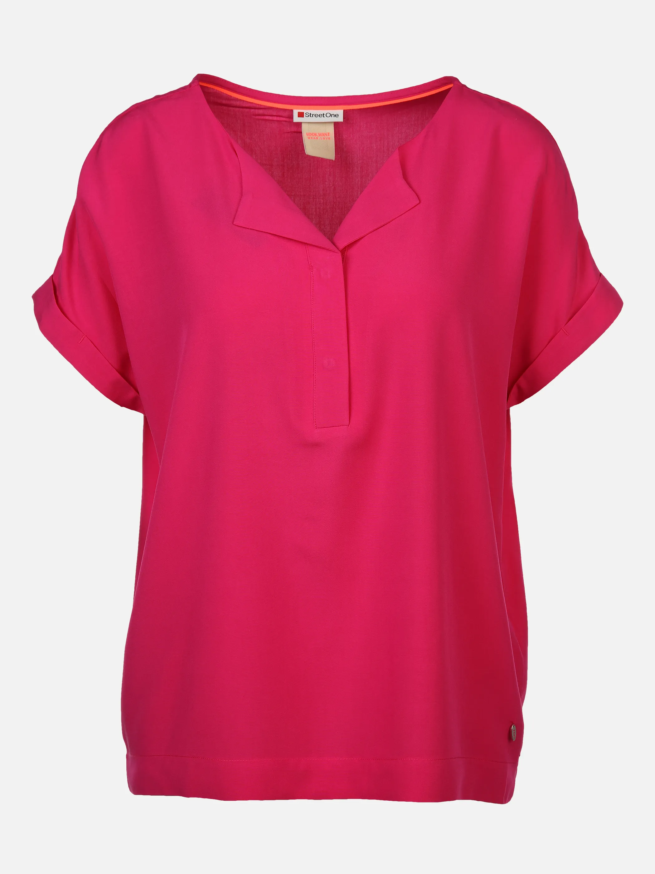 Street One A343910 QR Solid blouse w flap placket Pink 882163 14717 1