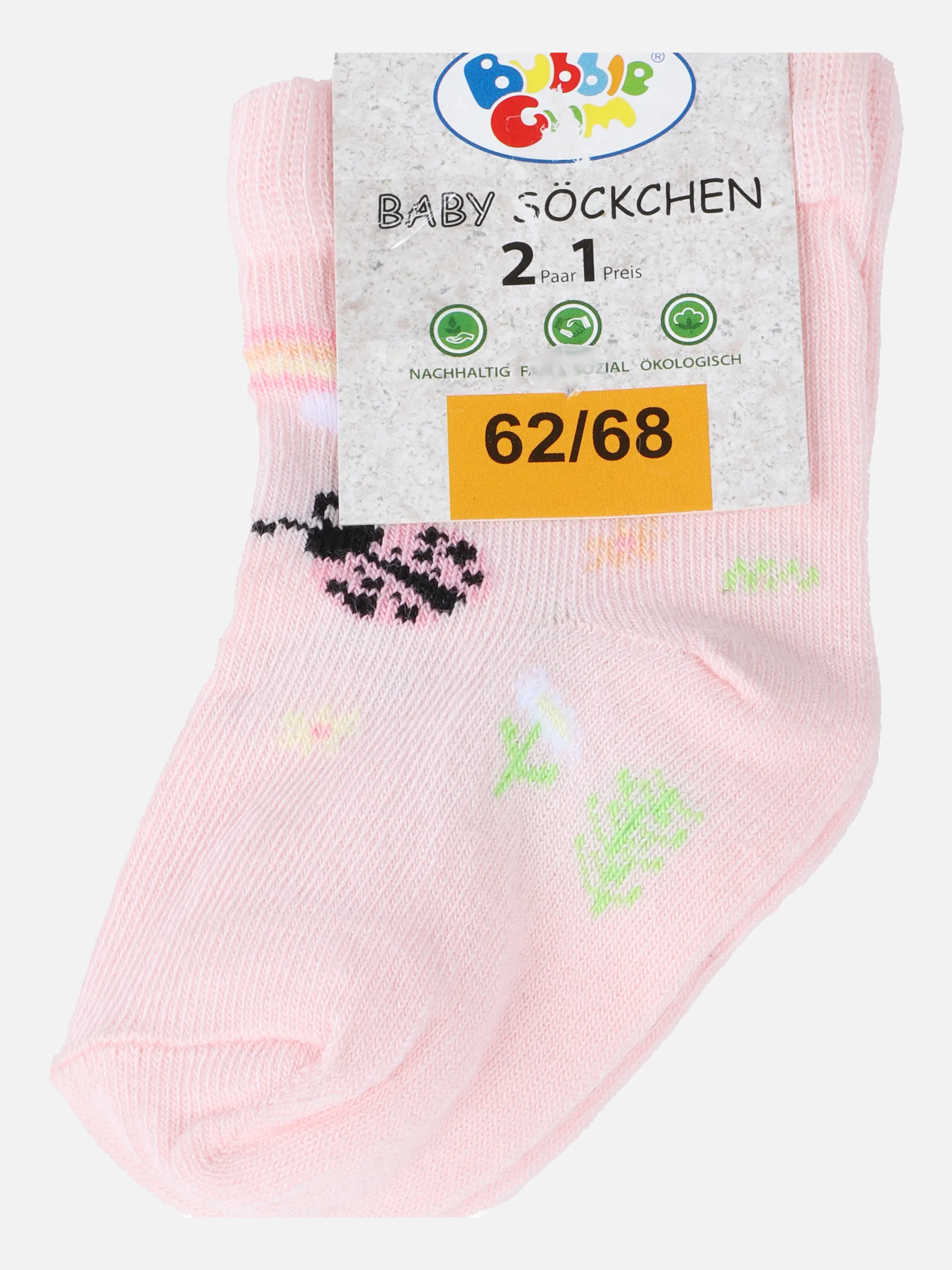Bubble Gum BG Socken 2er Pack Regenbogen/ Rosa 865095 ROSE/WEIß 3