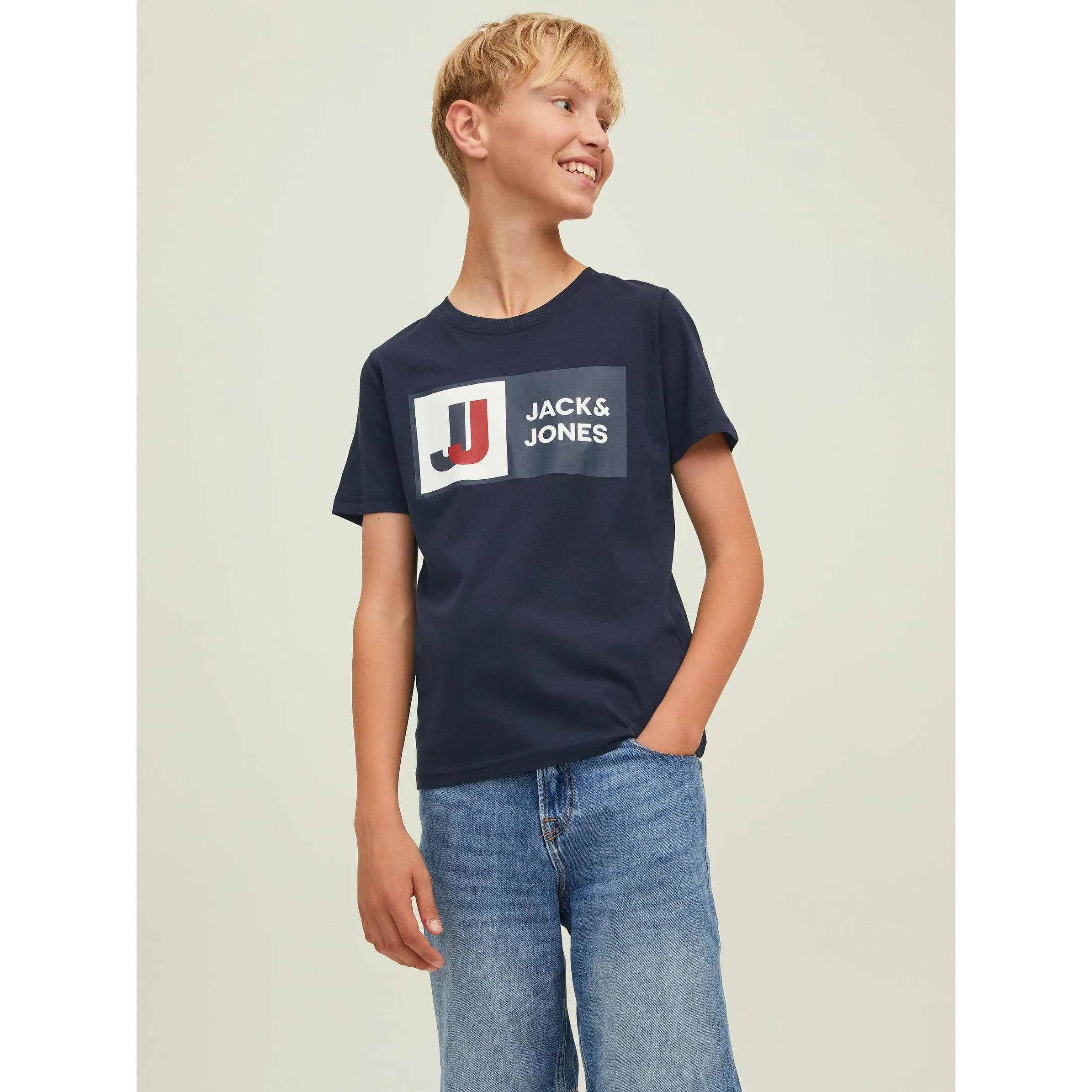 Jack&Jones Junior 12216592 JCOLOGAN TEE SS CREW Blau 868780 175876 2