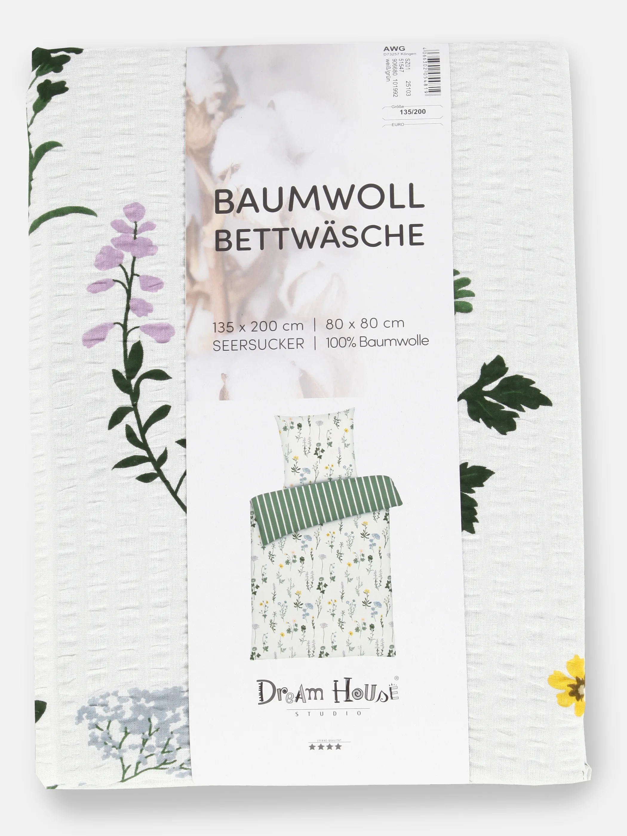 Dream House Seersucker Bettwäsche Blumen/S Weiß 906680 WEIß 2