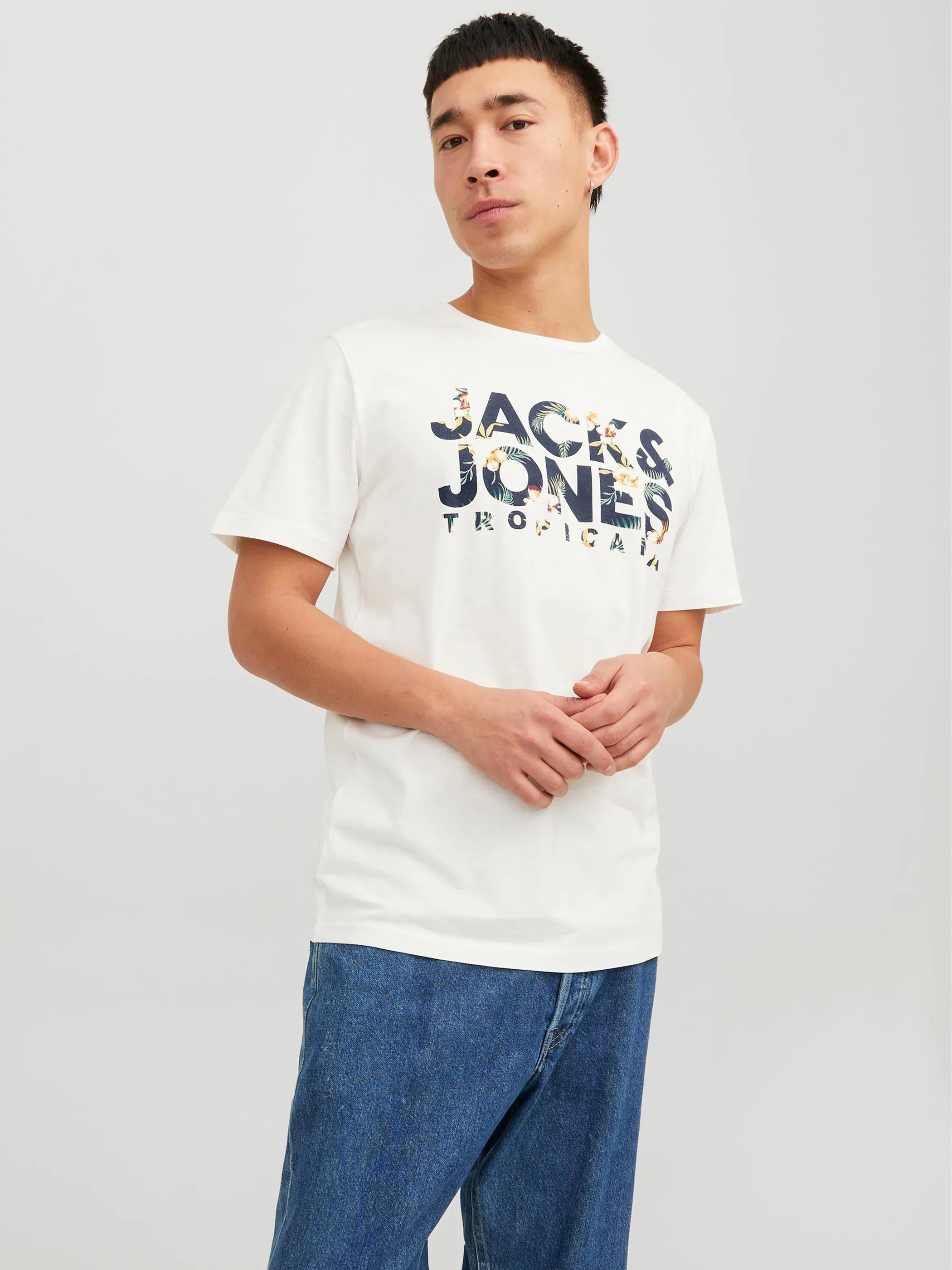 Jack Jones 12224688 JJBECS SHAPE TEE SS C Weiß 875269 177642 1