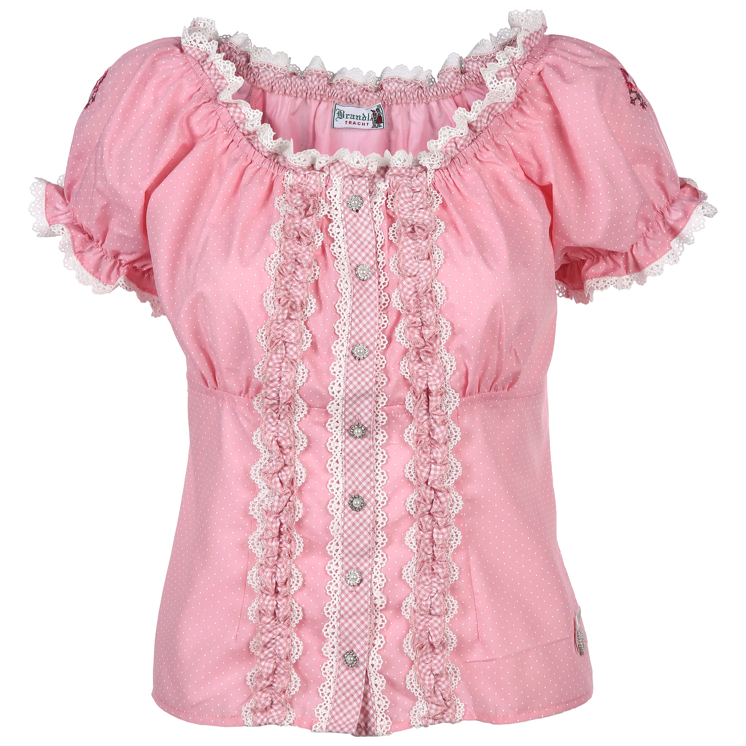 Brandl Tracht Da-Trachtenbluse Minitupfendru Rosa 810307 LACHS-ROSE 1