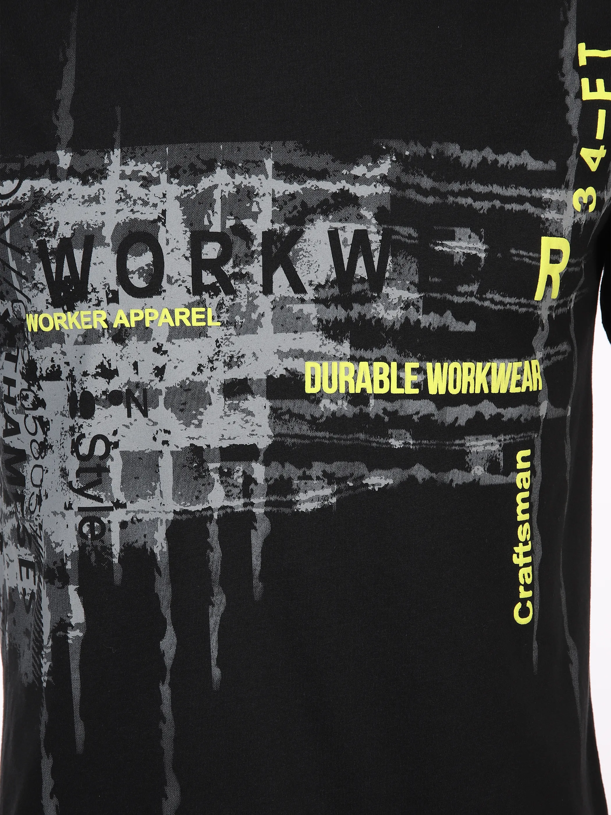 Worker He. T-Shirt 1/2 Arm Druck Schwarz 890466 BLACK 2 3