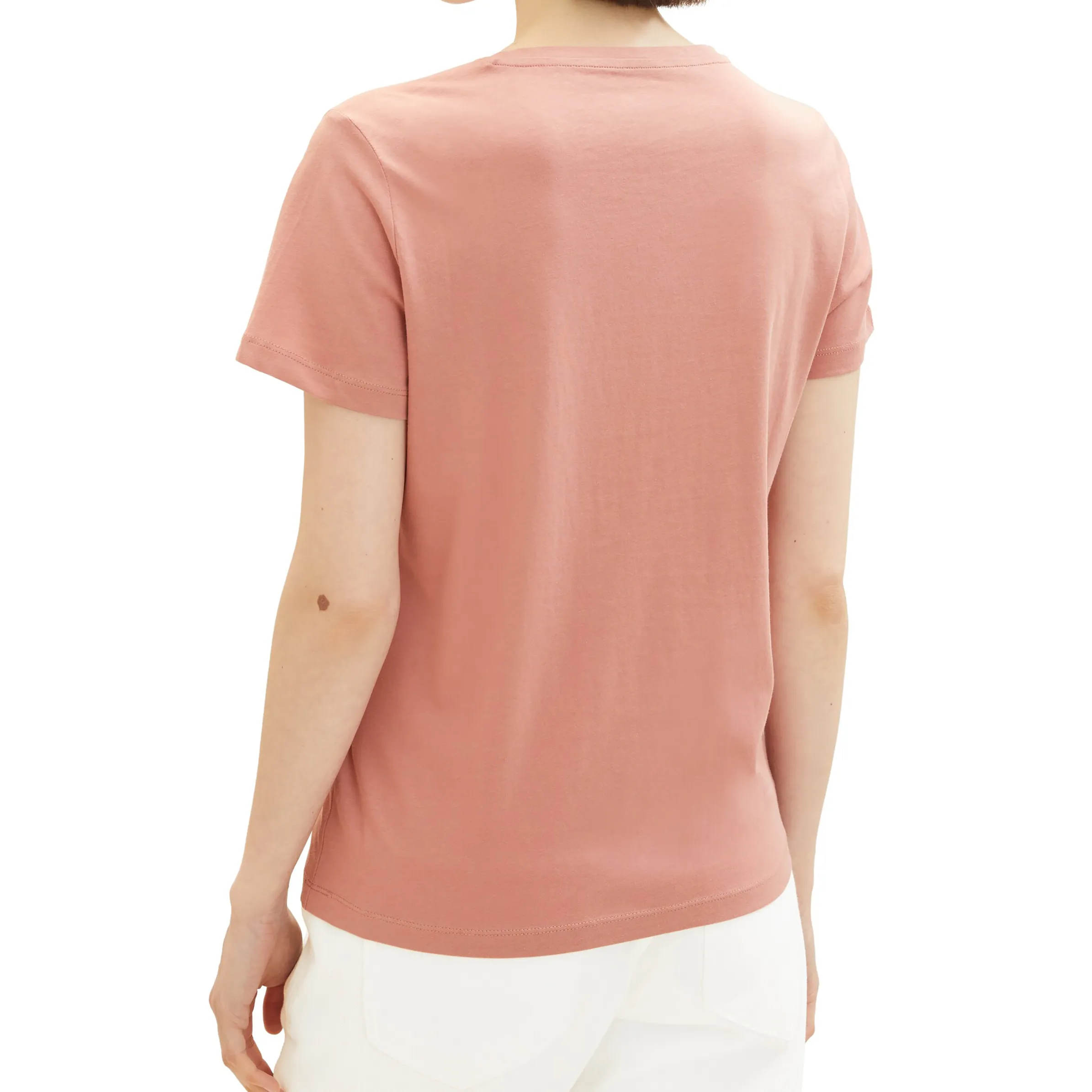 TOM TAILOR Damen Basic T-Shirt Mit Logo-Print - Regular Fit Aus Baumwolle