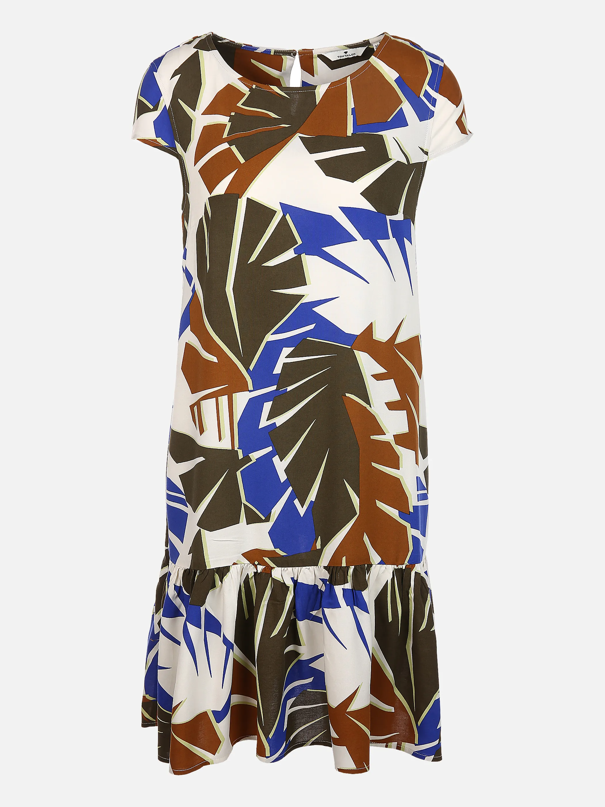 Tom Tailor 1026597 dress printed short sl Weiß 853303 26866 1