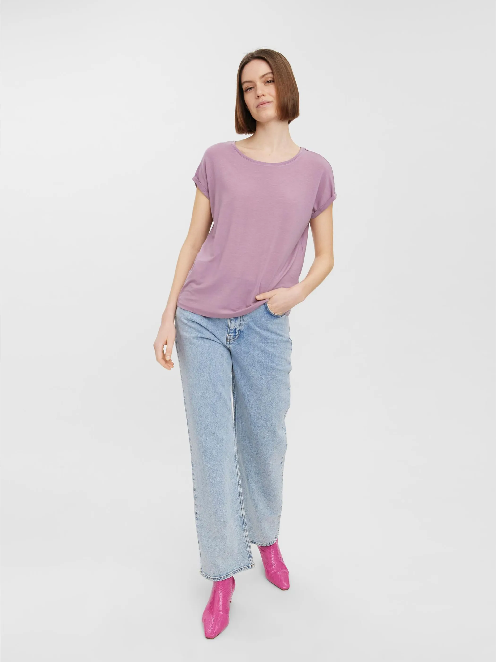 Vero Moda 10187159 VMAWARE PLAIN SS TOP Lila 767201 279236 4