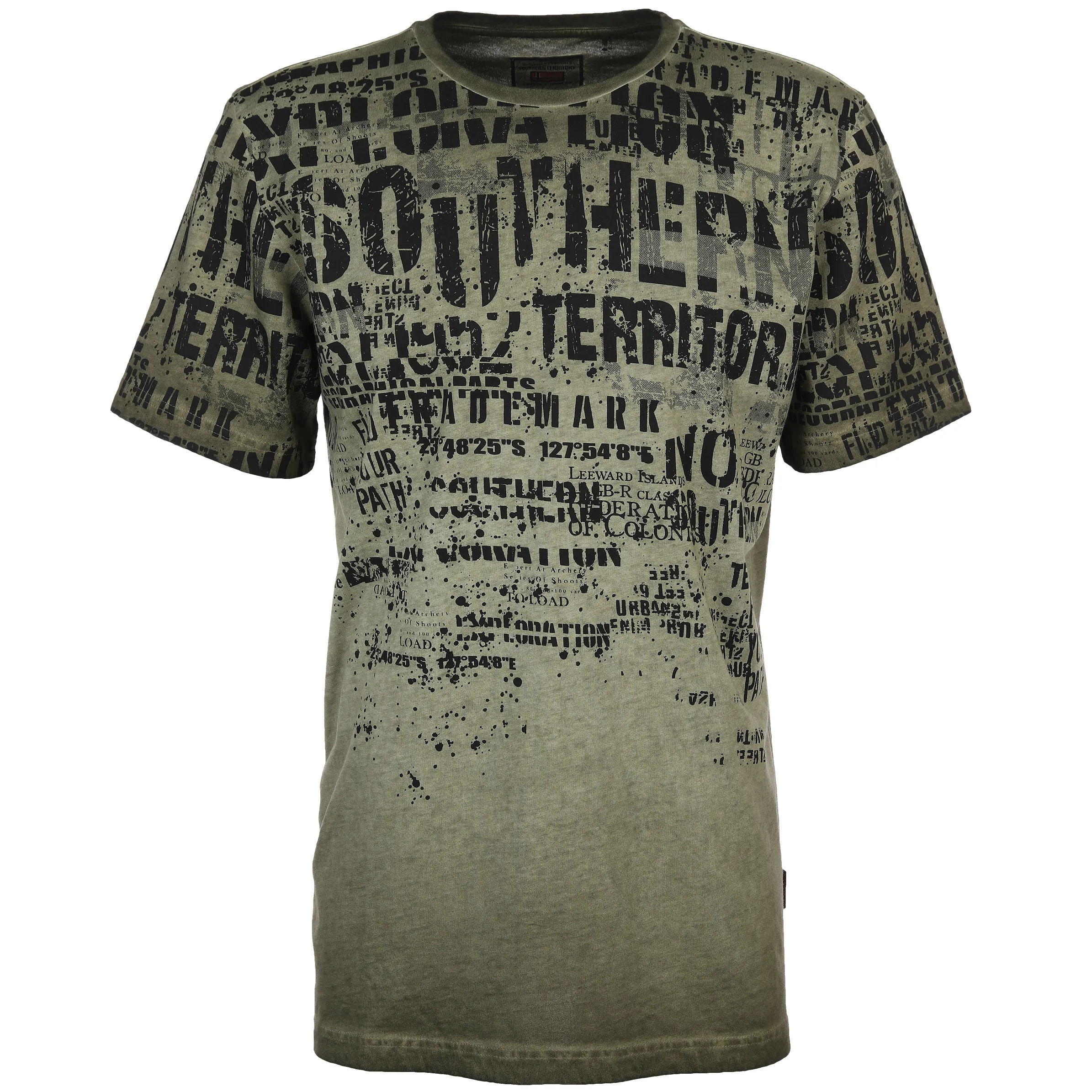 Southern Territory He. T-Shirt 1/2 Arm allover washer Oliv 885861 OLIVE 1 Southern Territory He. T-Shirt 1/2 Arm allover washer Oliv 885861 OLIVE 1