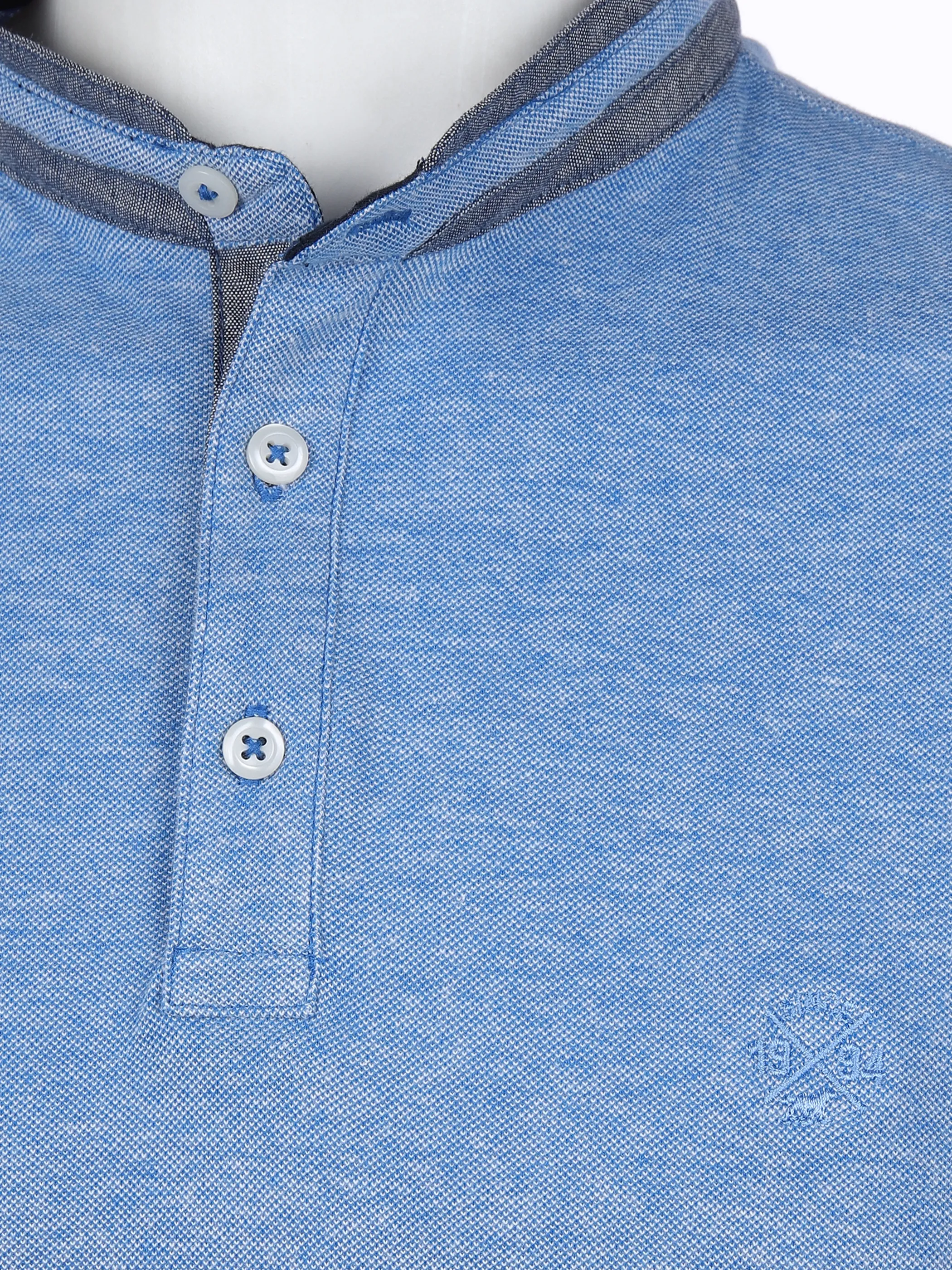 Jim Spencer He. Henleyshirt 1/2 Arm pique Blau 862101 BLUE MEL 3 Jim Spencer He. Henleyshirt 1/2 Arm pique Blau 862101 BLUE MEL 3