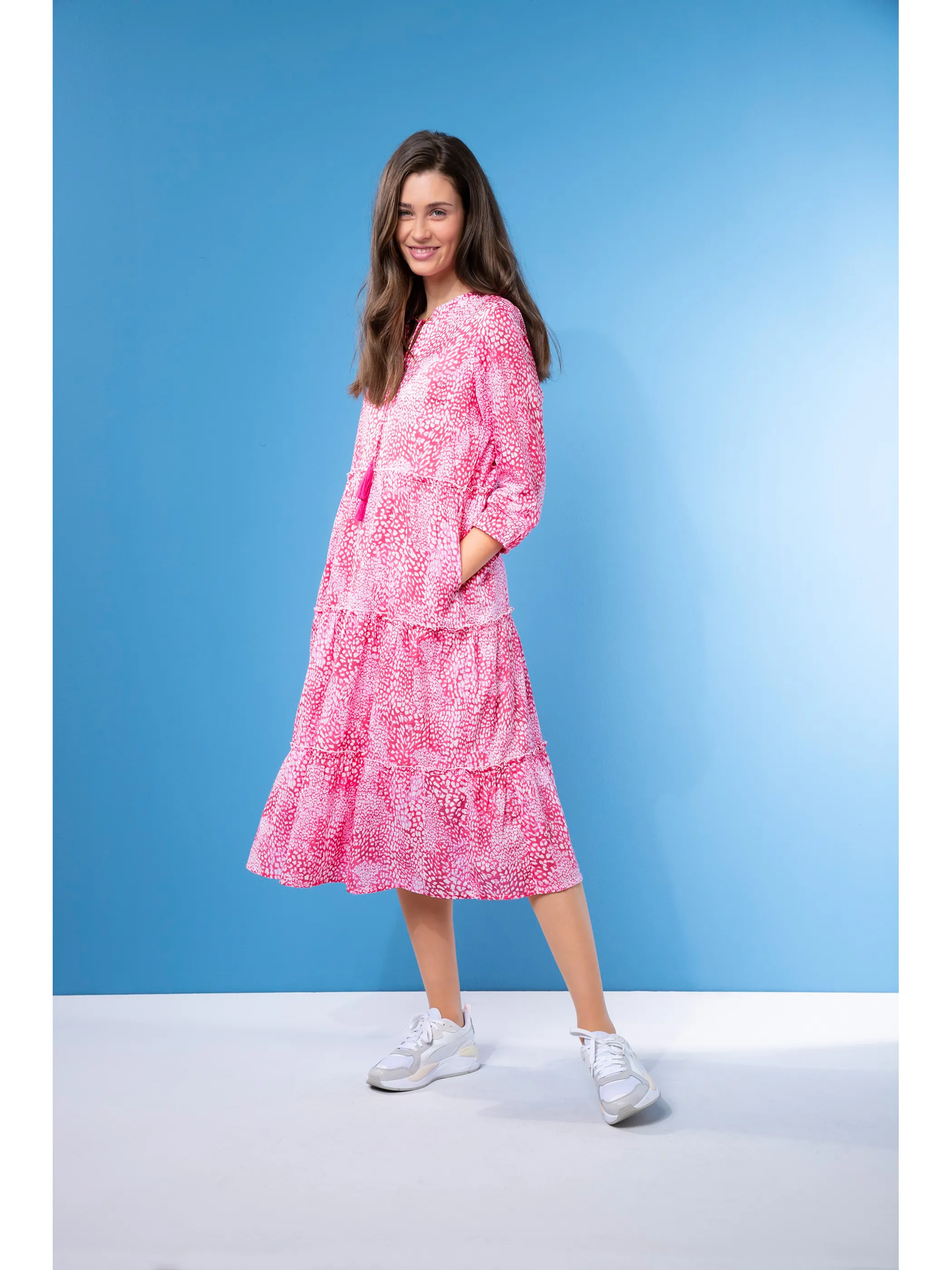 Lisa Tossa Da-Maxi-Kleid mit Muster Pink 862218 PINK GEM. 4