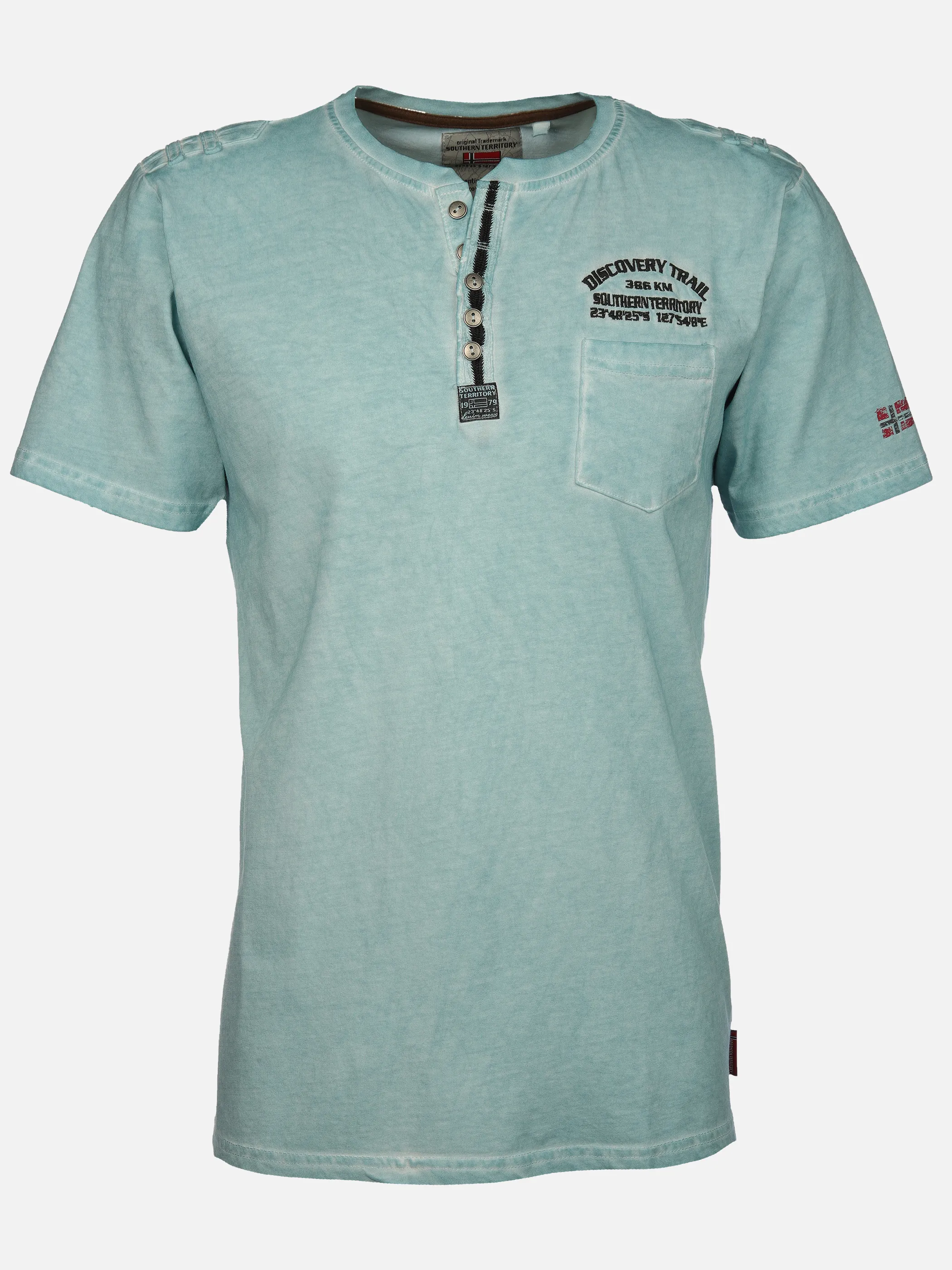 Southern Territory He. Henleyshirt 1/2 Arm washer Blau 910643 AQUA 1