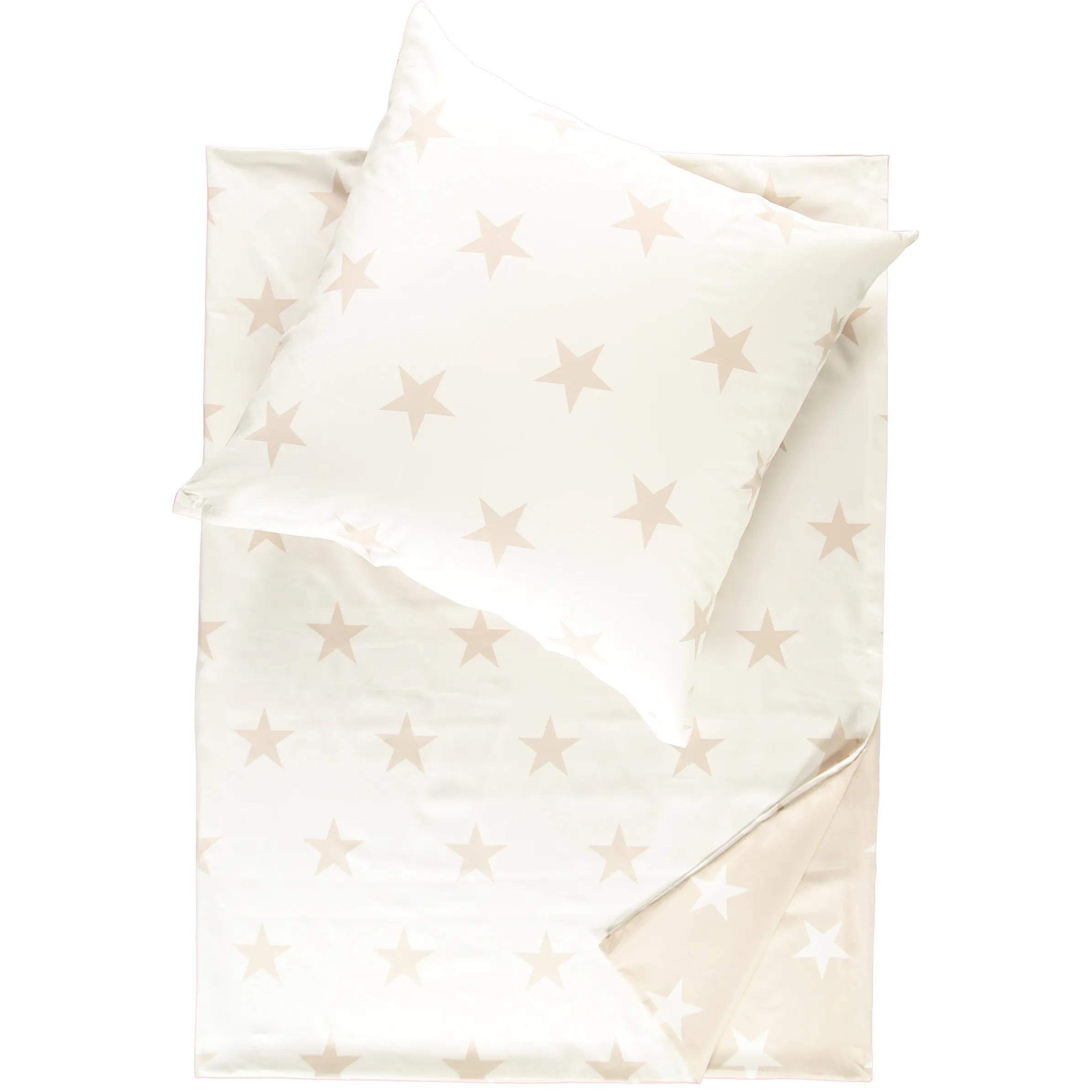 Kaeppel Design Satinbettw. Stars 135x200 Weiß 734390 CREME 1