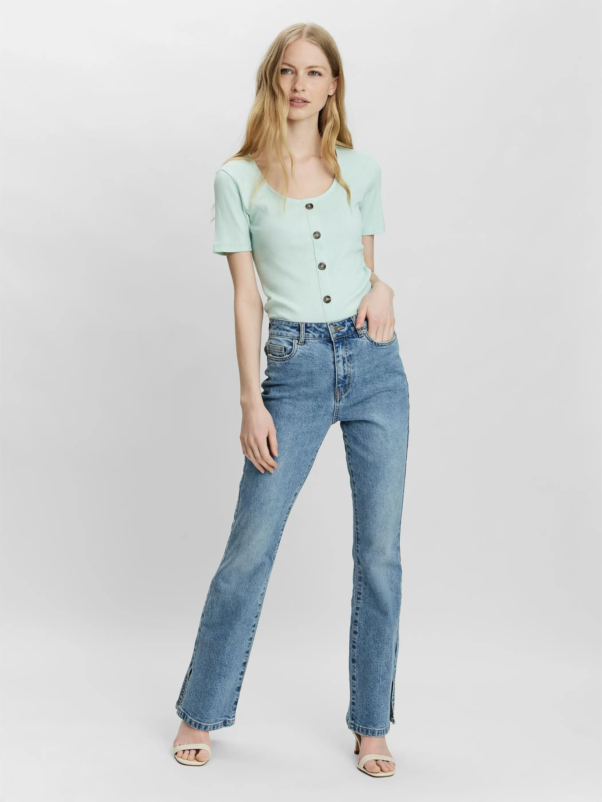 Vero Moda 10230199 VMHELSINKI SS TOP  GA Blau 846463 175610 3