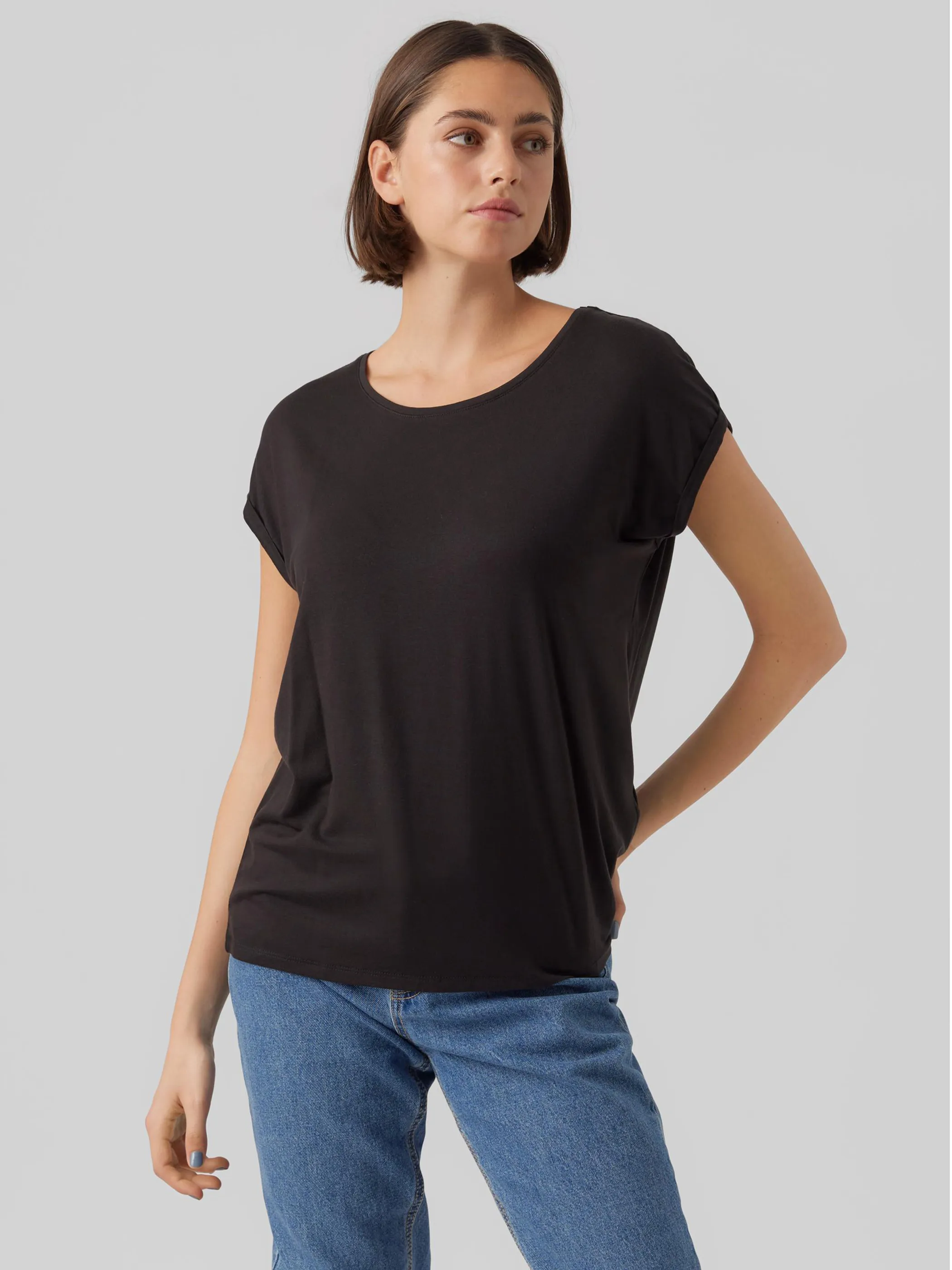 Vero Moda 10284468 VMAVA PLAIN SS TOP GA Schwarz 873829 177868 3