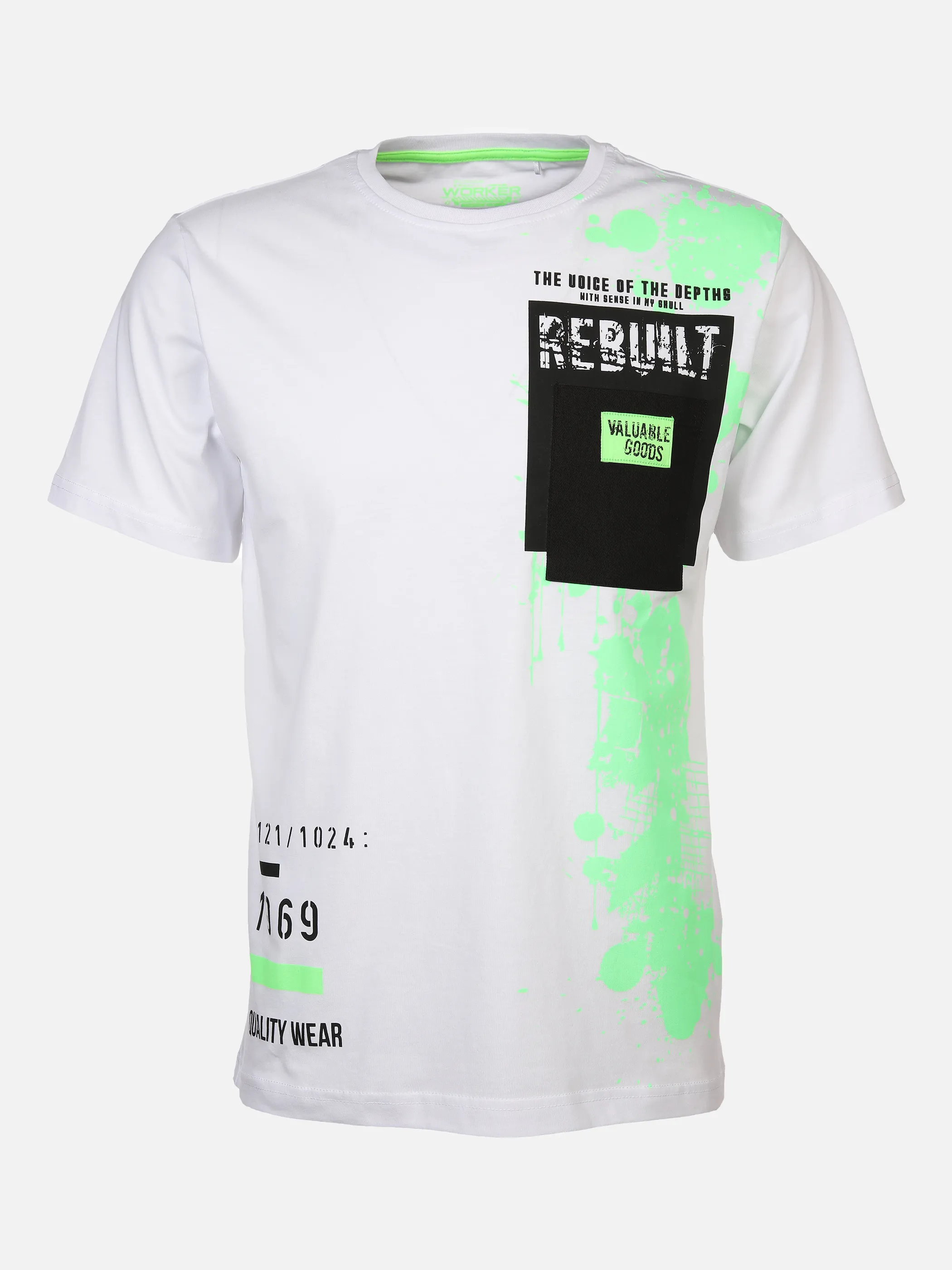 Worker He. T-Shirt 1/2 Arm print Weiß 879104 WHITE 1 Worker He. T-Shirt 1/2 Arm print Weiß 879104 WHITE 1
