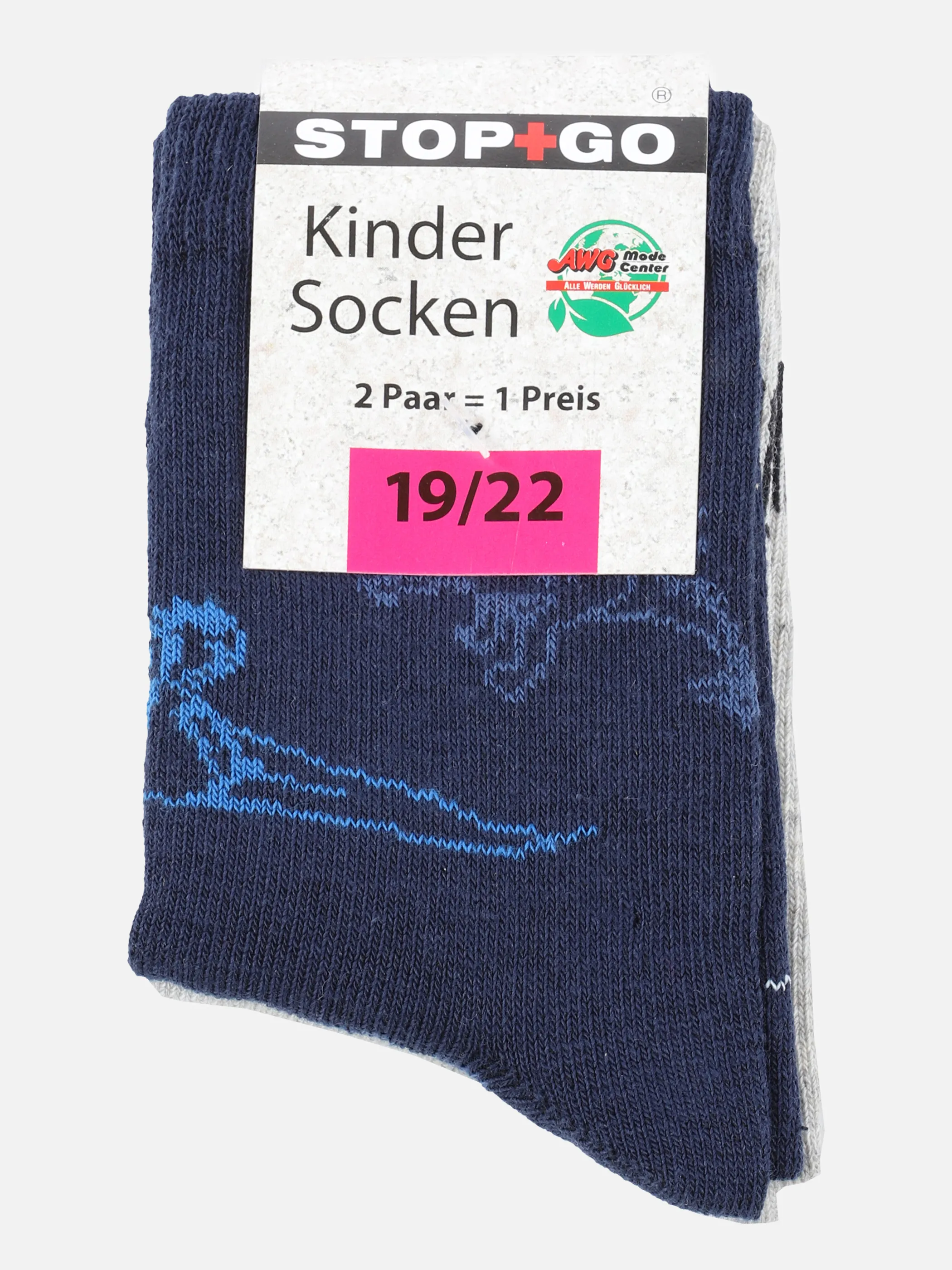 Stop + Go MB Socken 2er Pack Dino Grau 863347 BLAU/GRAU 3