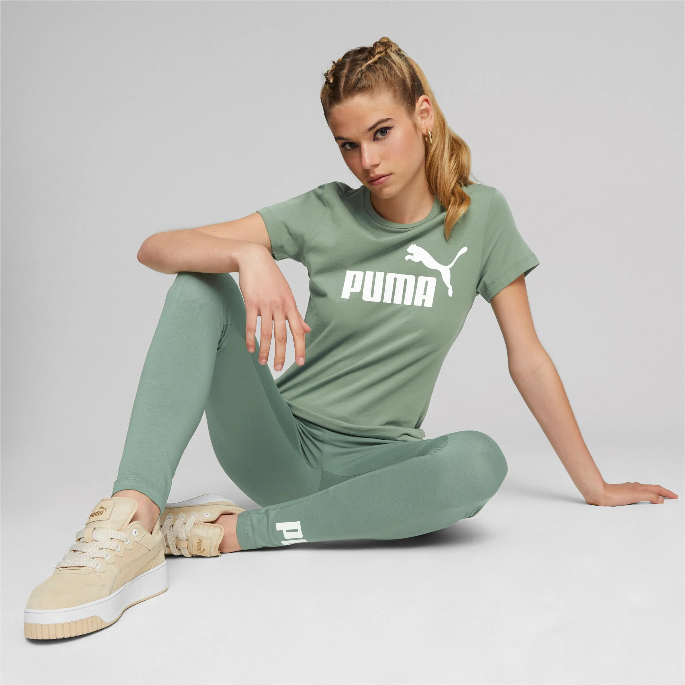 Puma 586775 Da-T-Shirt mit Logo Grün 856617 48 4