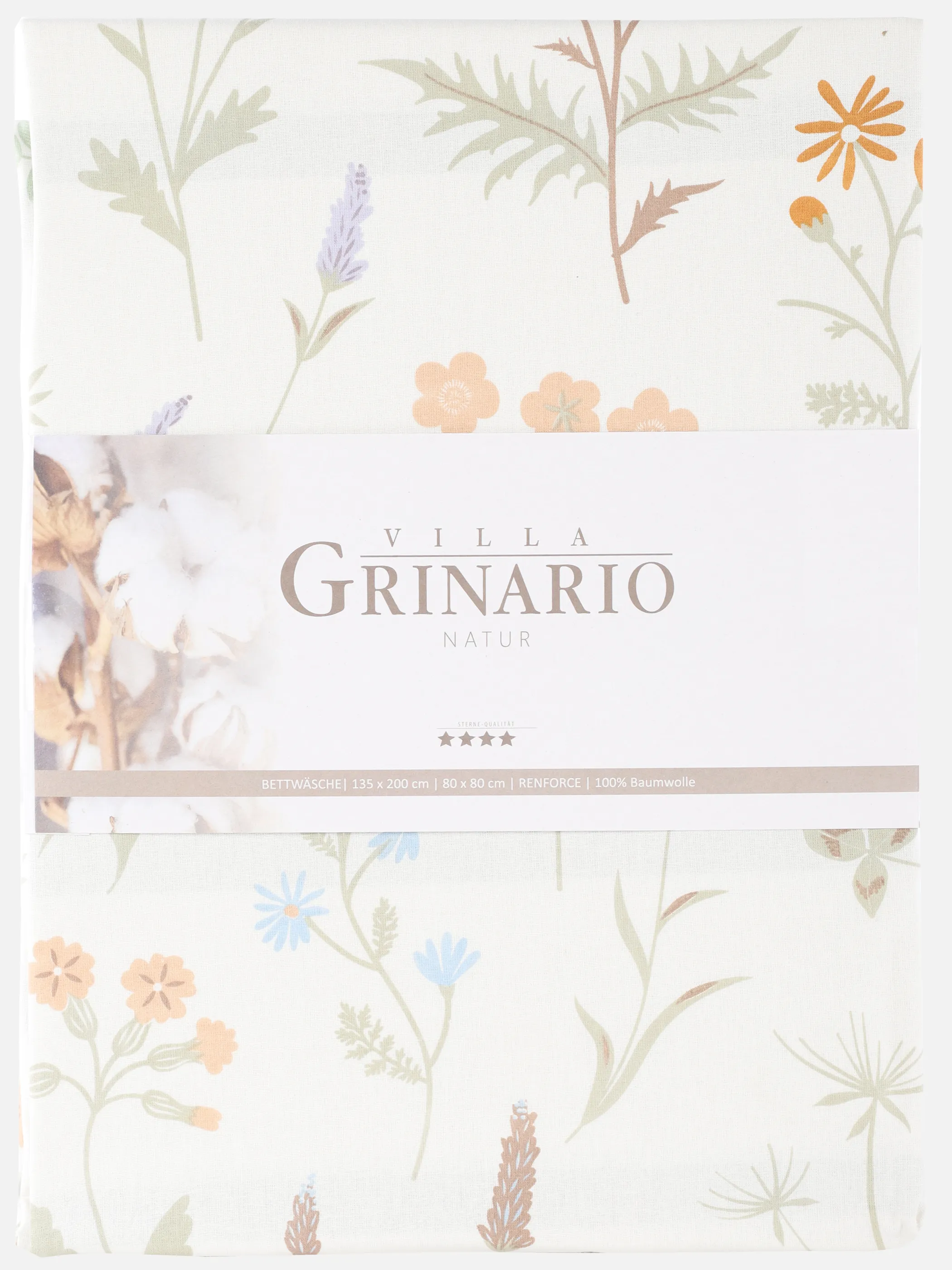 Villa Grinario Renforce Wendebettwäsche Blumen Beige 892332 CREME/GRAU 2