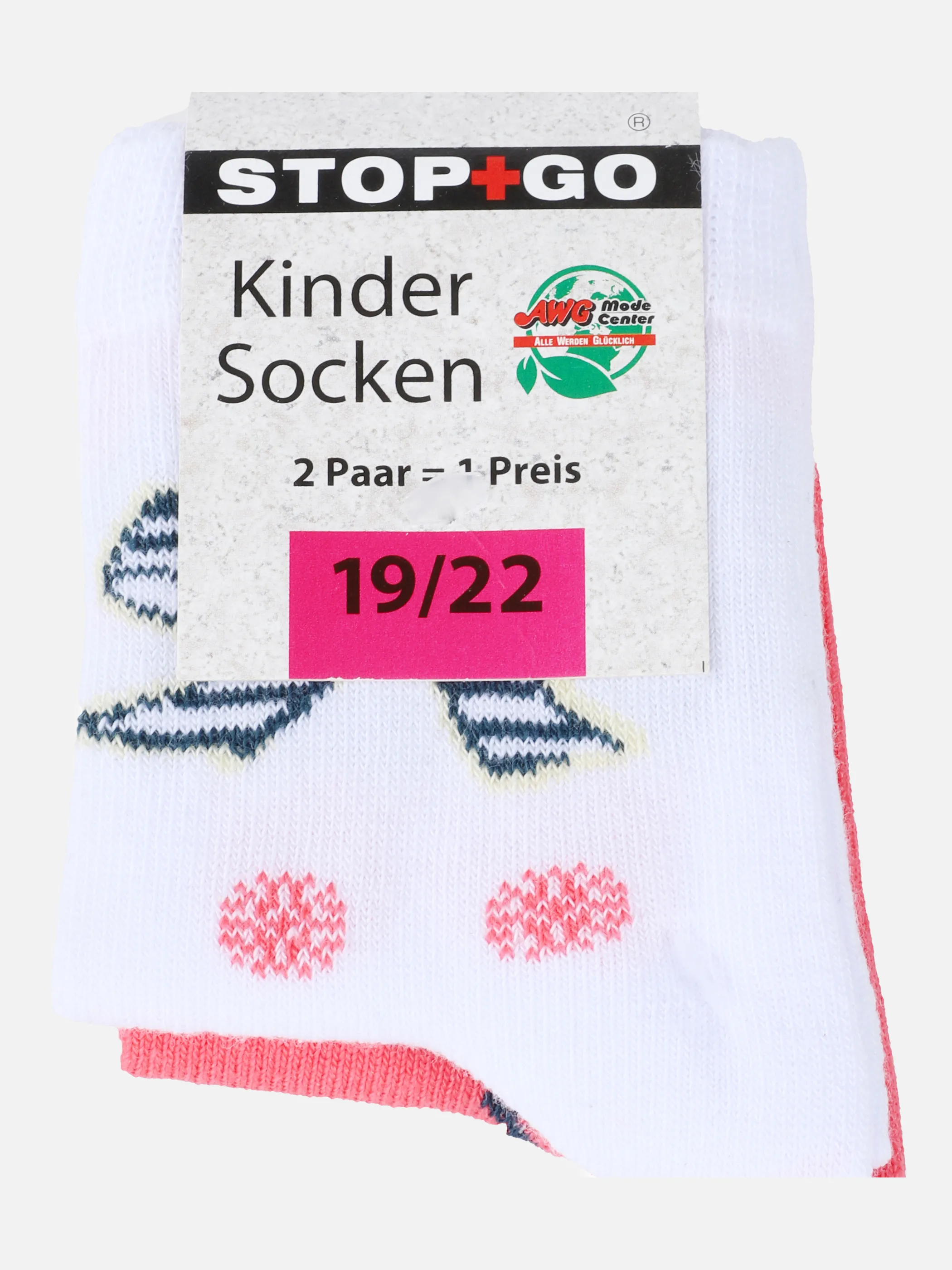 Stop + Go MG Socken 2er Pack Schleifen / Rot 865101 CORALLE/GE 3