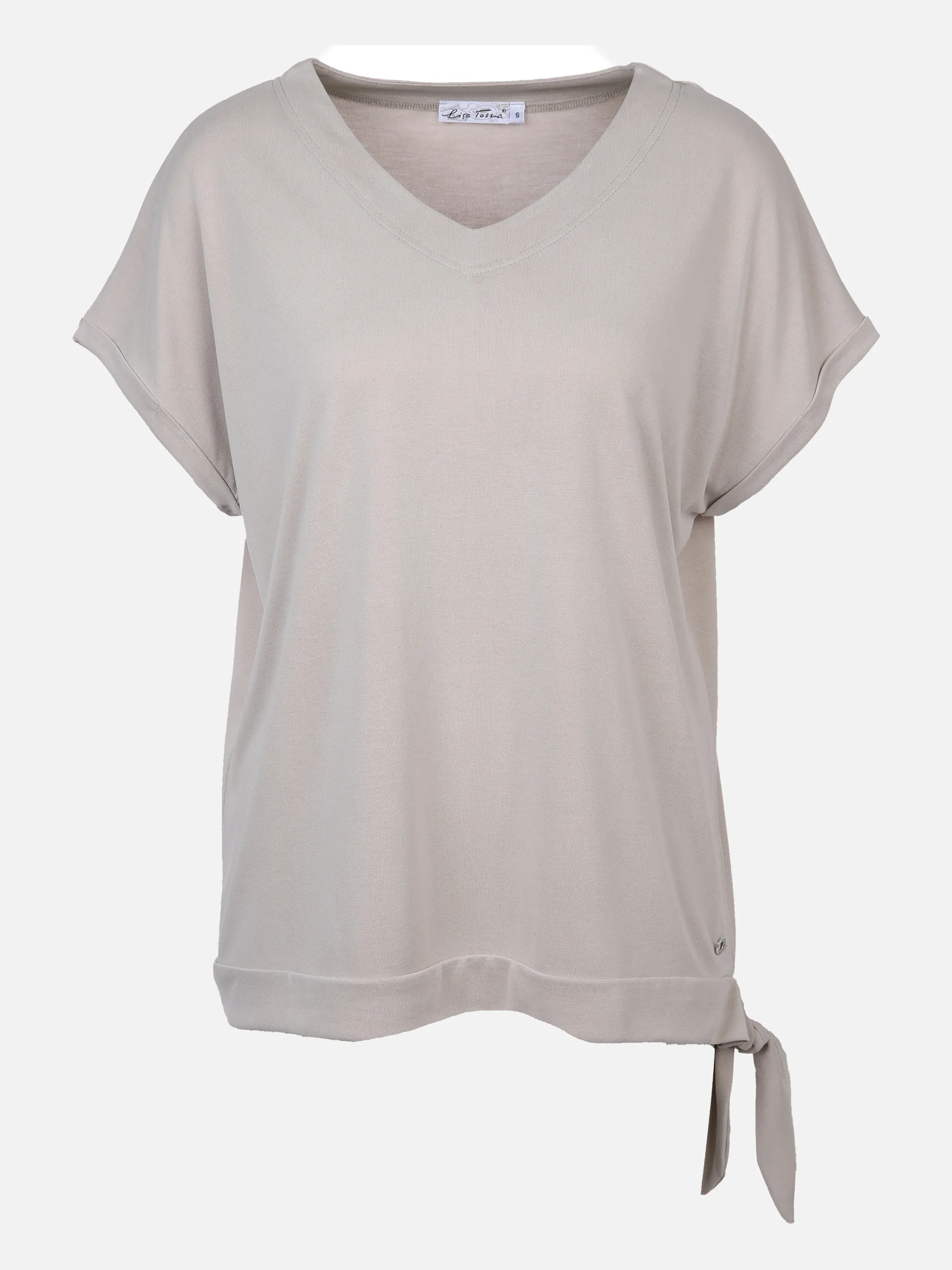 Lisa Tossa Da-Halbarm-Shirt m.Bindebandde Grau 864661 TAUPE 1 Lisa Tossa Da-Halbarm-Shirt m.Bindebandde Grau 864661 TAUPE 1