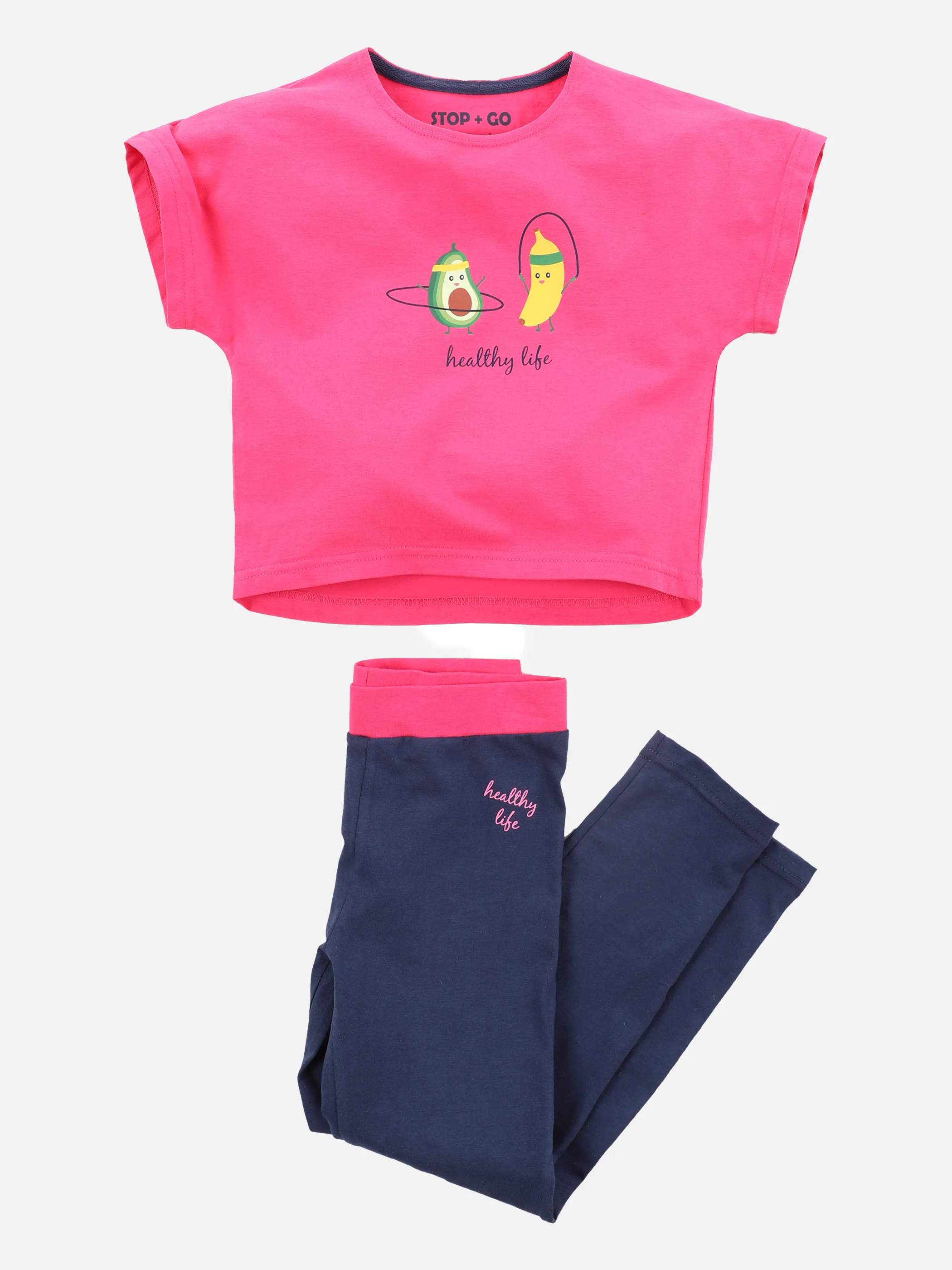 Stop + Go Kl.Md-Sportset T-Shirt+Legging Blau 860018 NAVY/PINK 1 Stop + Go Kl.Md-Sportset T-Shirt+Legging Blau 860018 NAVY/PINK 1