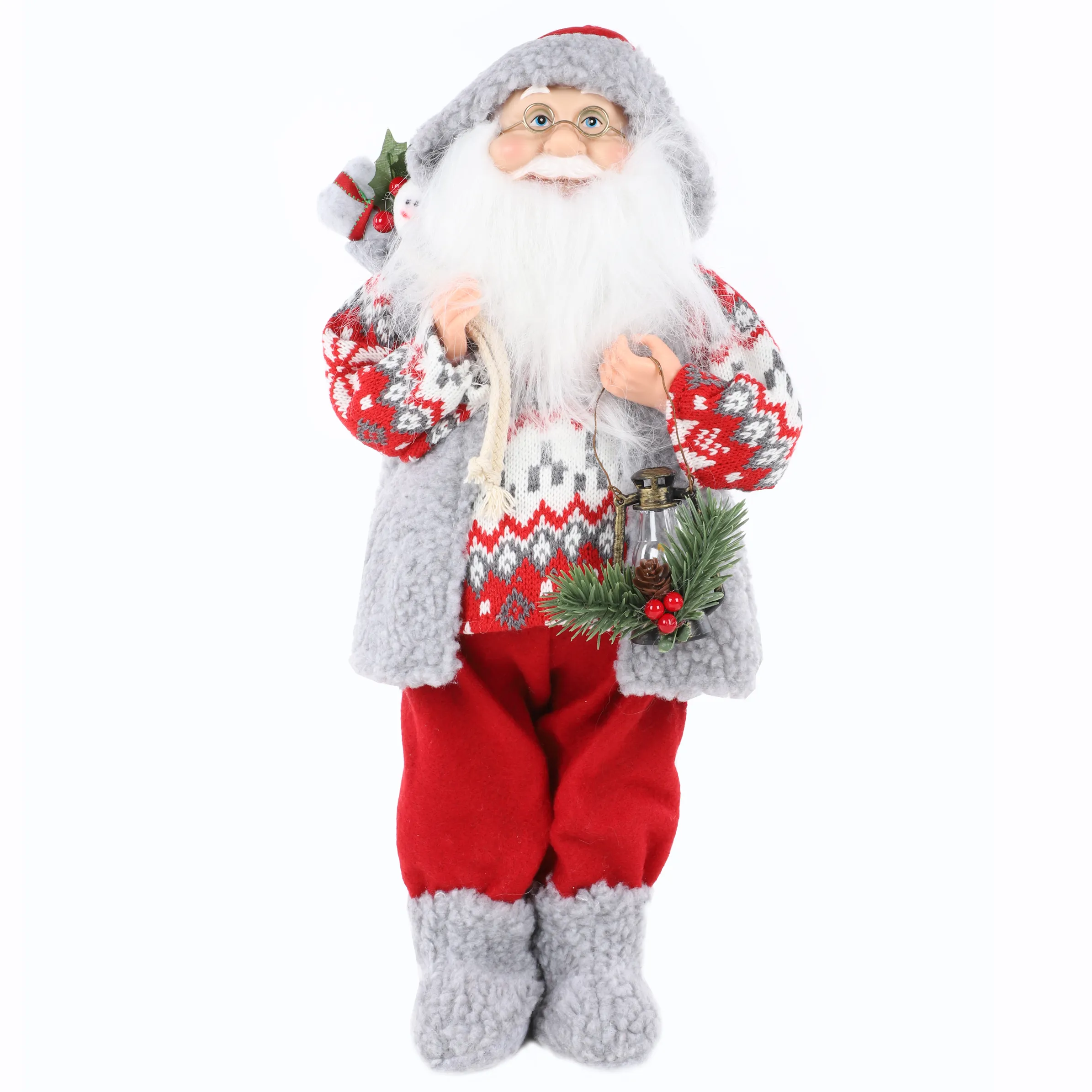 Weihnachten Weihnachtsmann stehend 46cm mi Grau 884043 GRAU/ROT 1