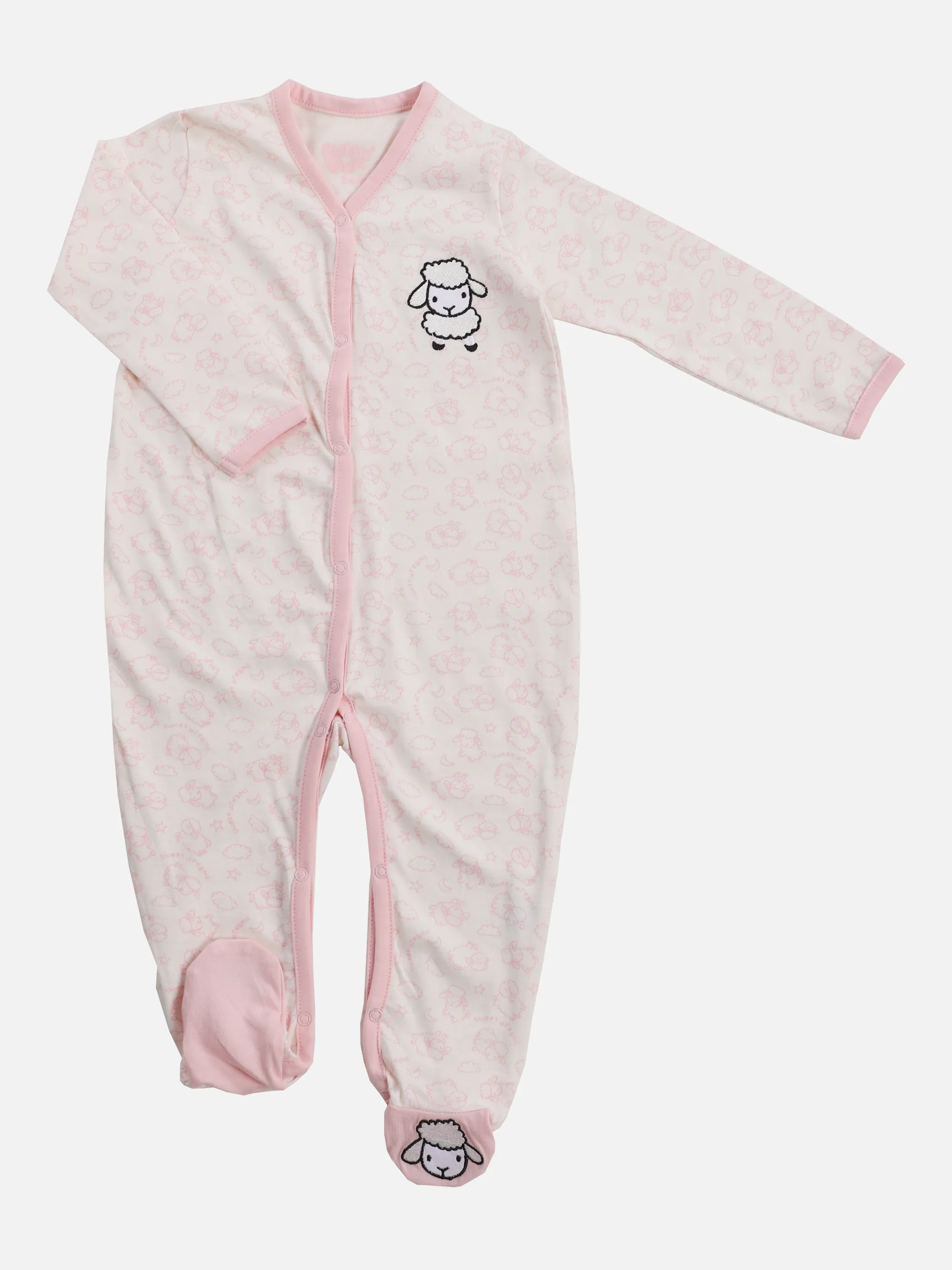 Bubble Gum BG NB Pyjama mit Fuß weiß AOP Weiß 860626 WEIß 1