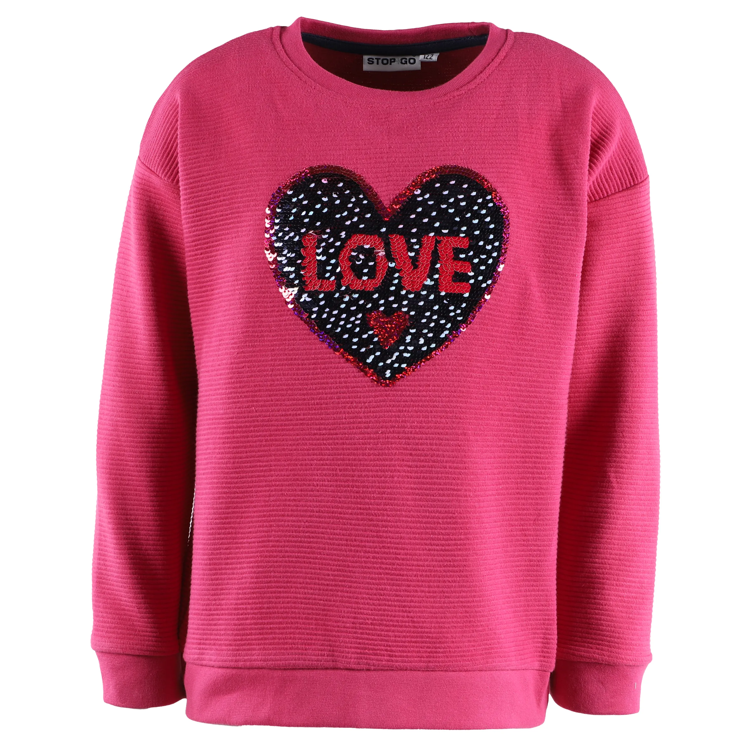 Stop + Go KM Sweater in pink mit Wendepailletten Herz Pink 881604 CRANBERRY 1