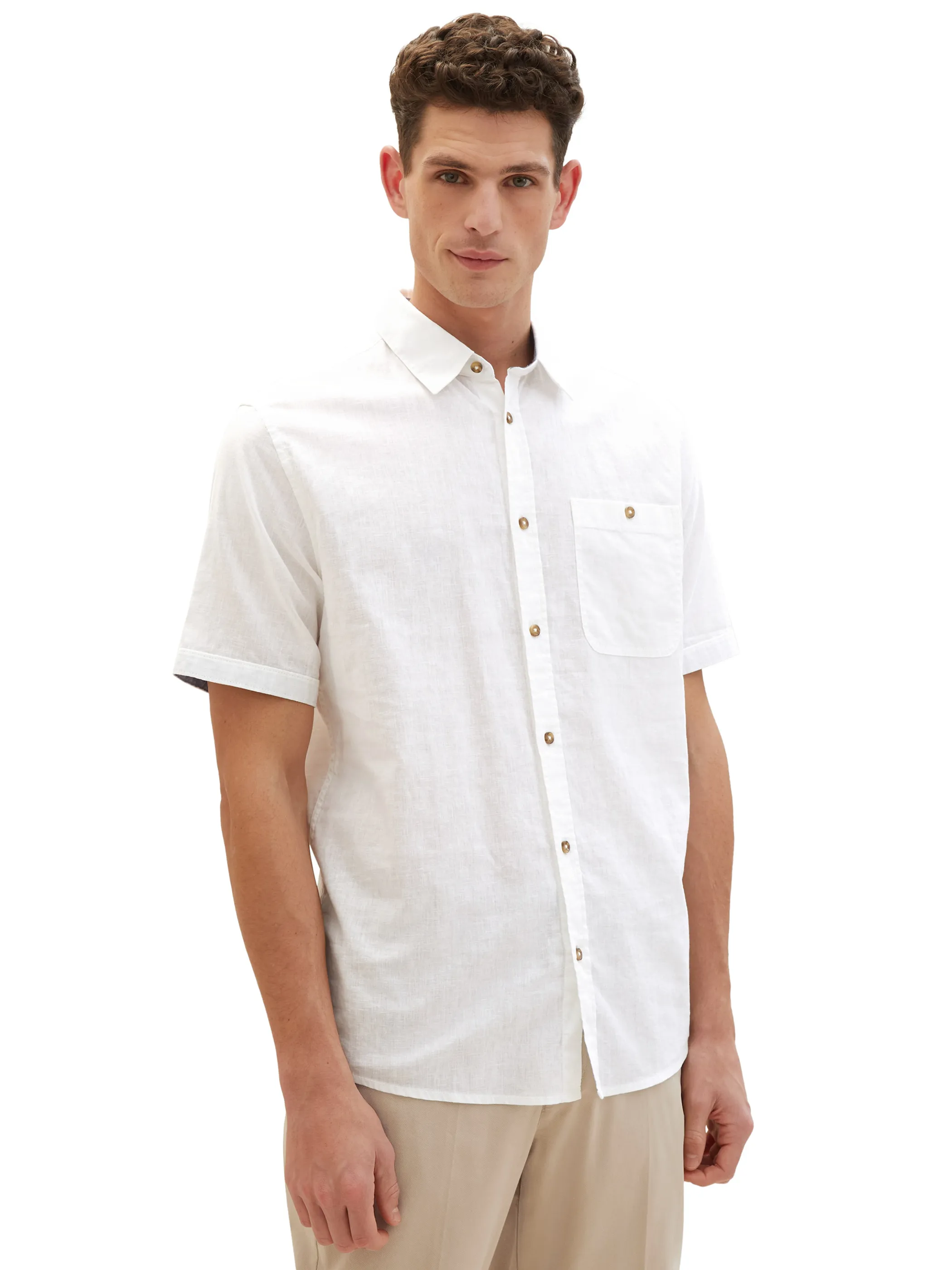 Tom Tailor 1042351 NOS cotton linen shirt Weiß 890939 20000 3