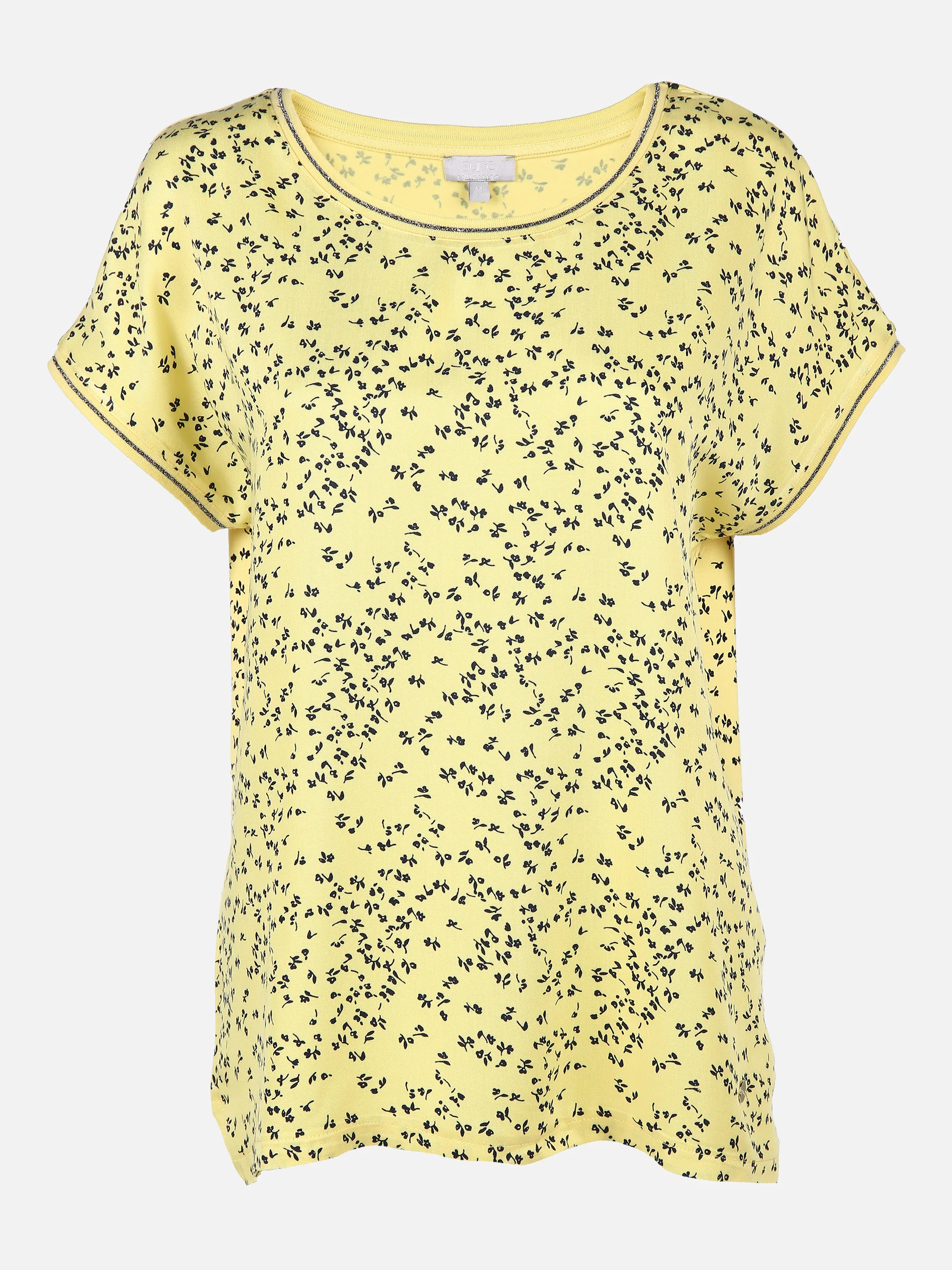 SURE Collection Da-Materialmix-Shirt Strickbün Gelb 834580 LEMON/NAVY 1