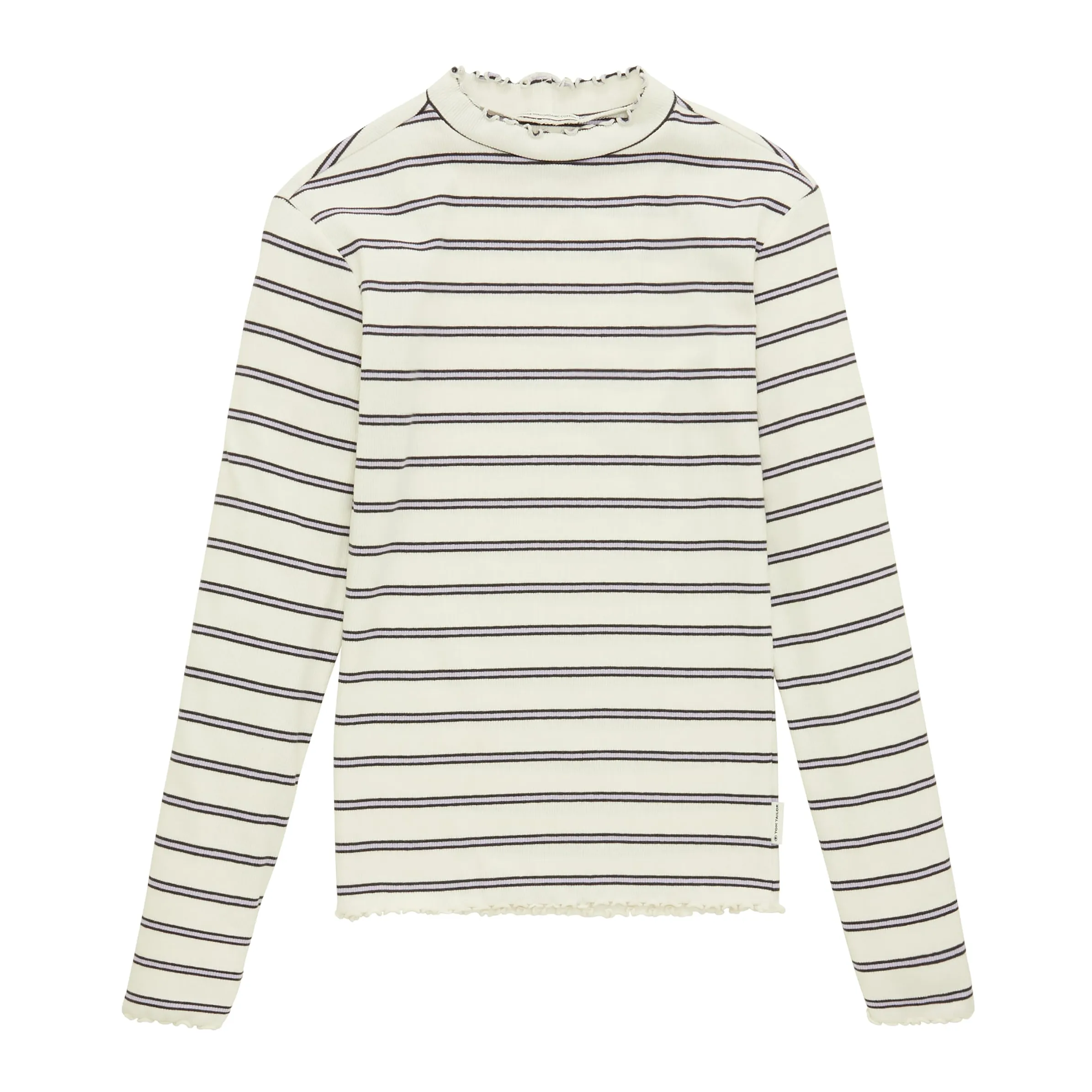 Tom Tailor 1038112 striped rib longsleeve Weiß 883464 33823 1