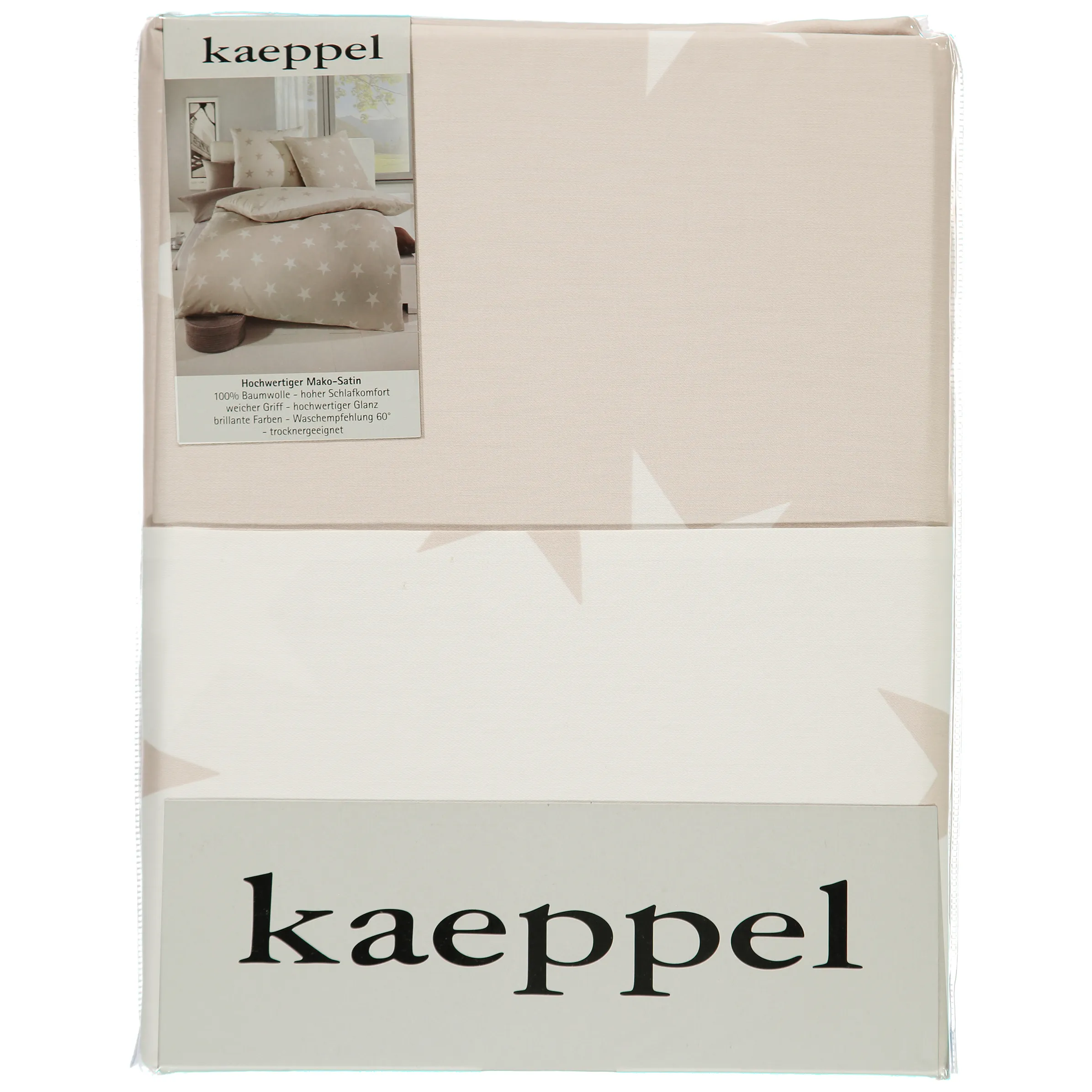 Kaeppel Design Satinbettw. Stars 135x200 Weiß 734390 CREME 2