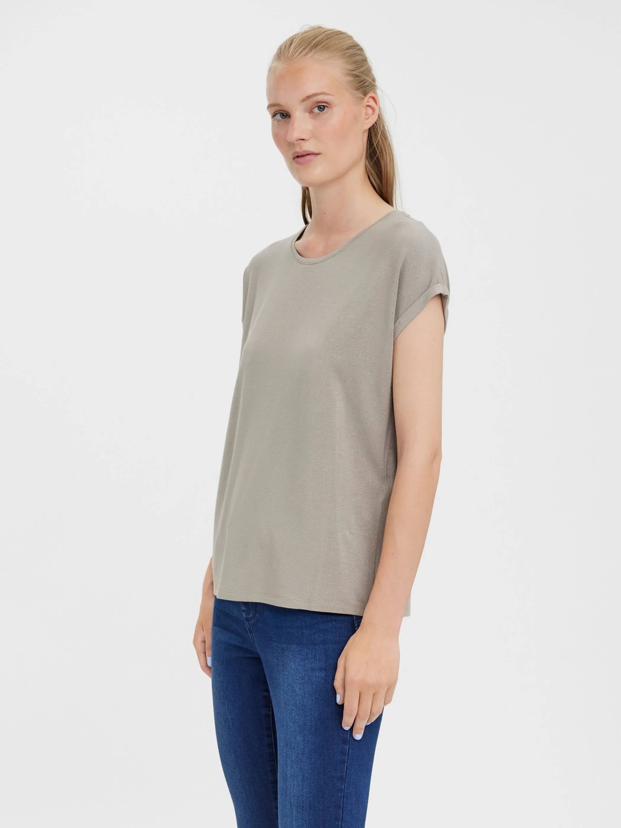 Vero Moda 10250488 VMLAVA PLAIN SS TOP L Grau 852566 271175002 5