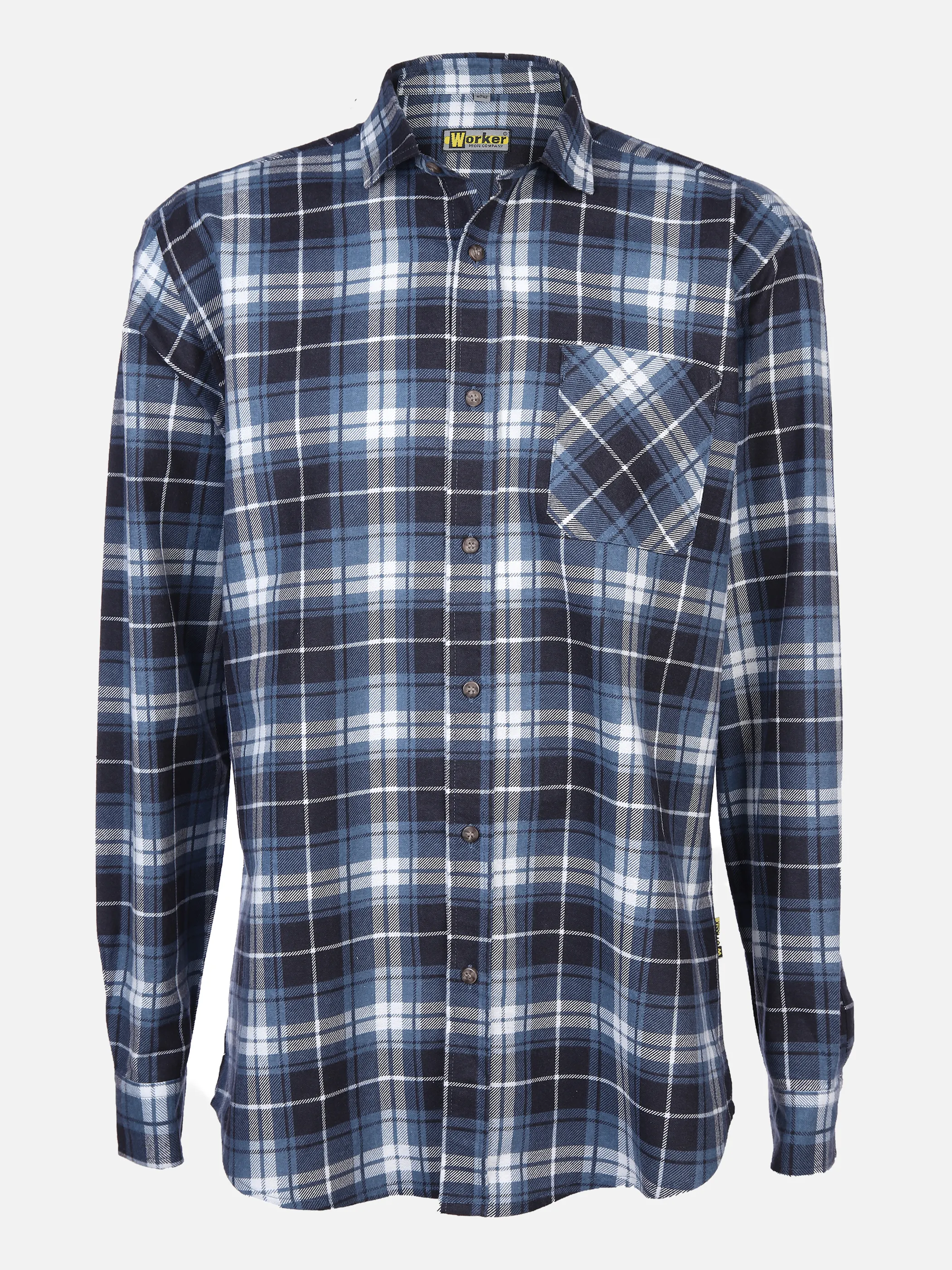 Worker He. Flanellhemd 1/1 Arm Basic Blau 867873 BLUE/NAVY 1 Worker He. Flanellhemd 1/1 Arm Basic Blau 867873 BLUE/NAVY 1