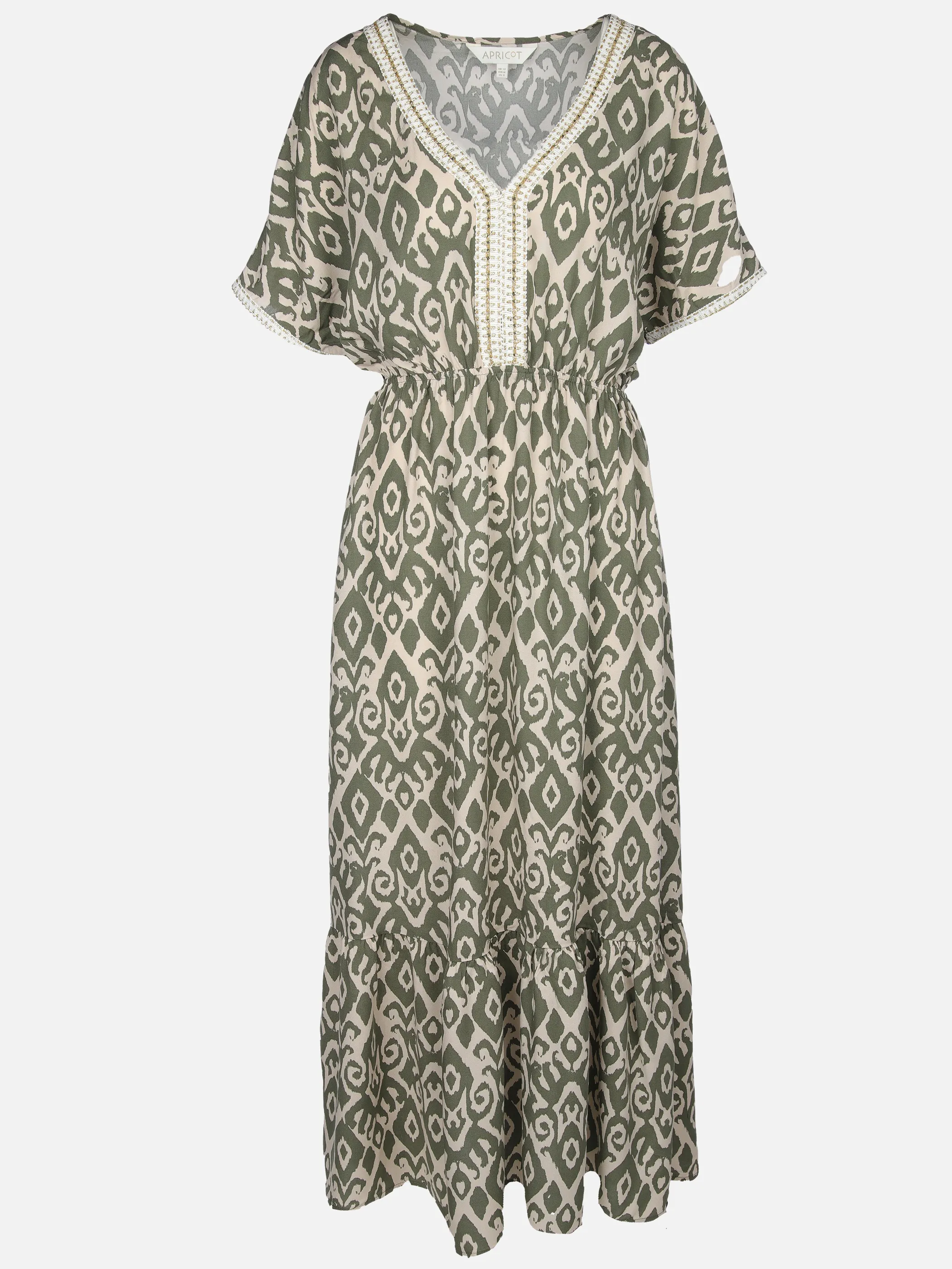 Apricot 968233 Apricot Ikat Mono Swirl Shimmer Dress Oliv 918379 KHA 1