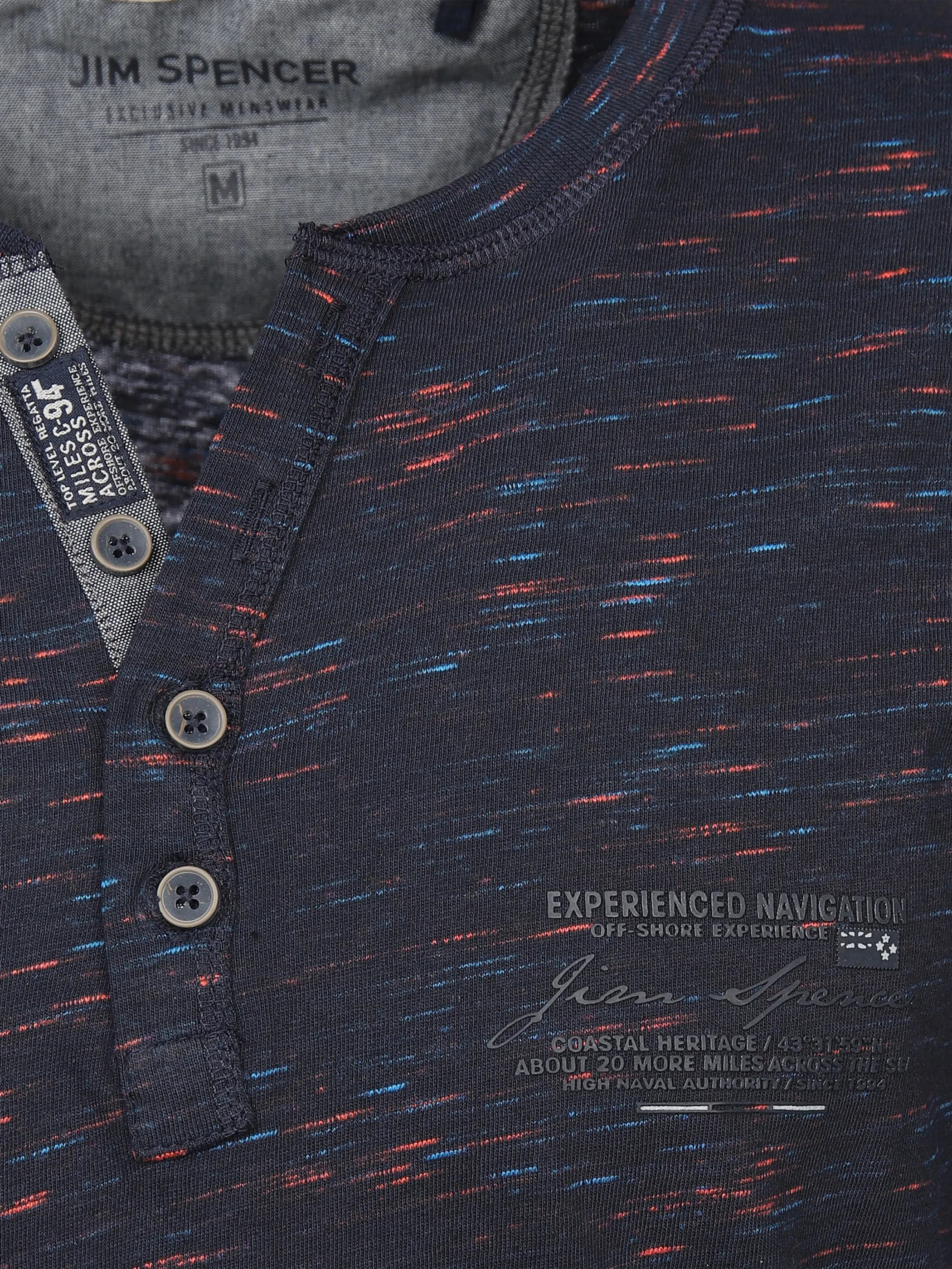 Jim Spencer He. Henleyshirt 1/2 Arm print Blau 876041 NAVY 3 Jim Spencer He. Henleyshirt 1/2 Arm print Blau 876041 NAVY 3
