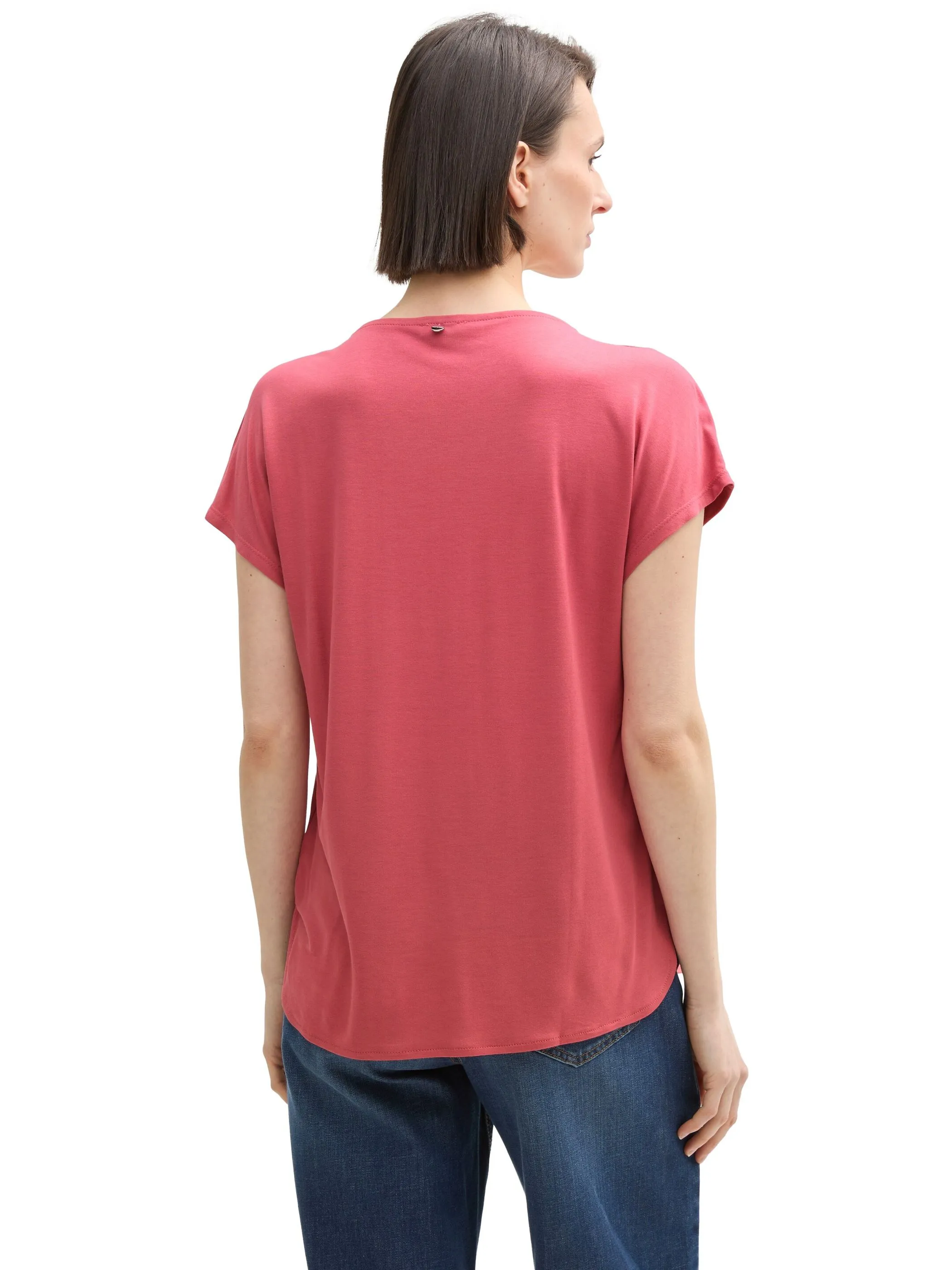 Tom Tailor 1040547 NOS T-shirt fabric mix crew neck Rot 890601 11016 2