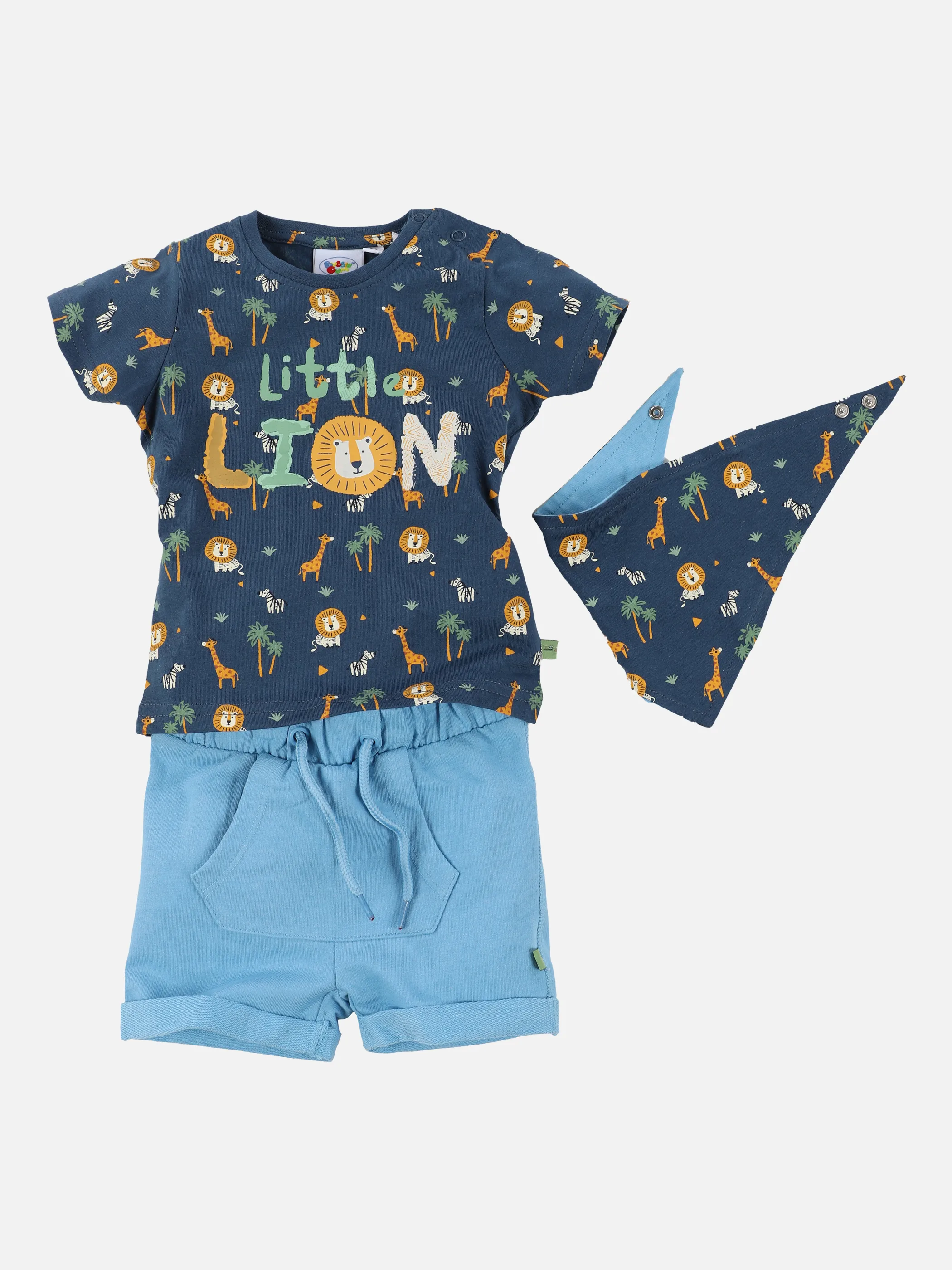 Baby Jungen 3er Set bestehend aus T-shirt, Hose und Halstuch | BLAU GEM ...