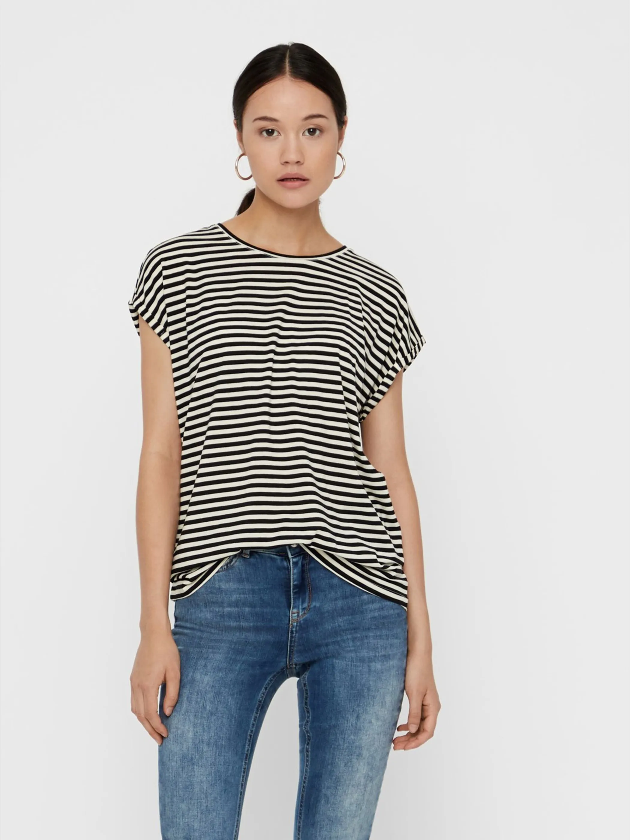 Vero Moda 10211785 VMAVA STRIPE SS TOP Schwarz 804435 177868001 2