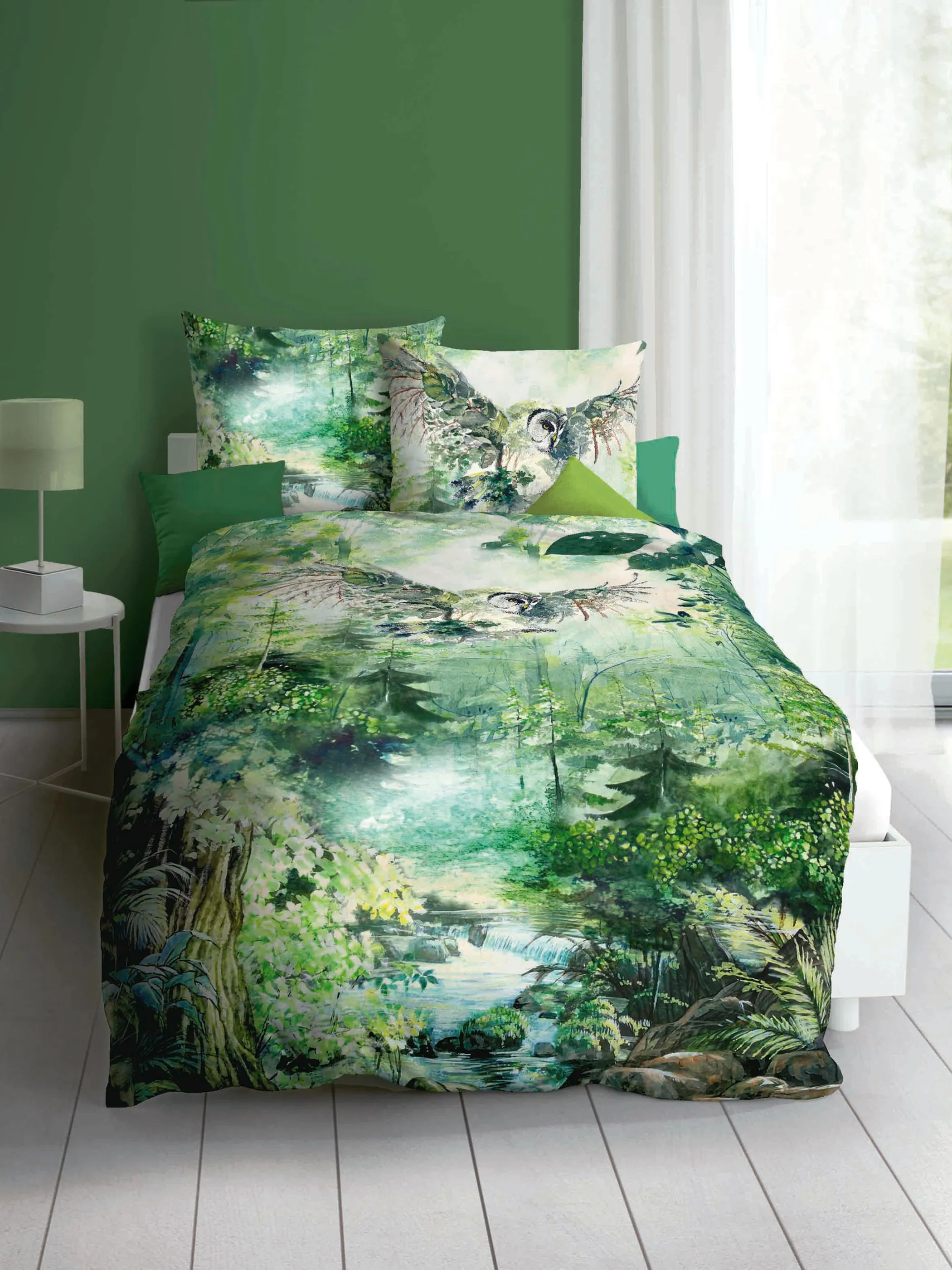 Kaeppel Design Satinbettw. Magic Forest  135x Grün 859449 GRÜN 1