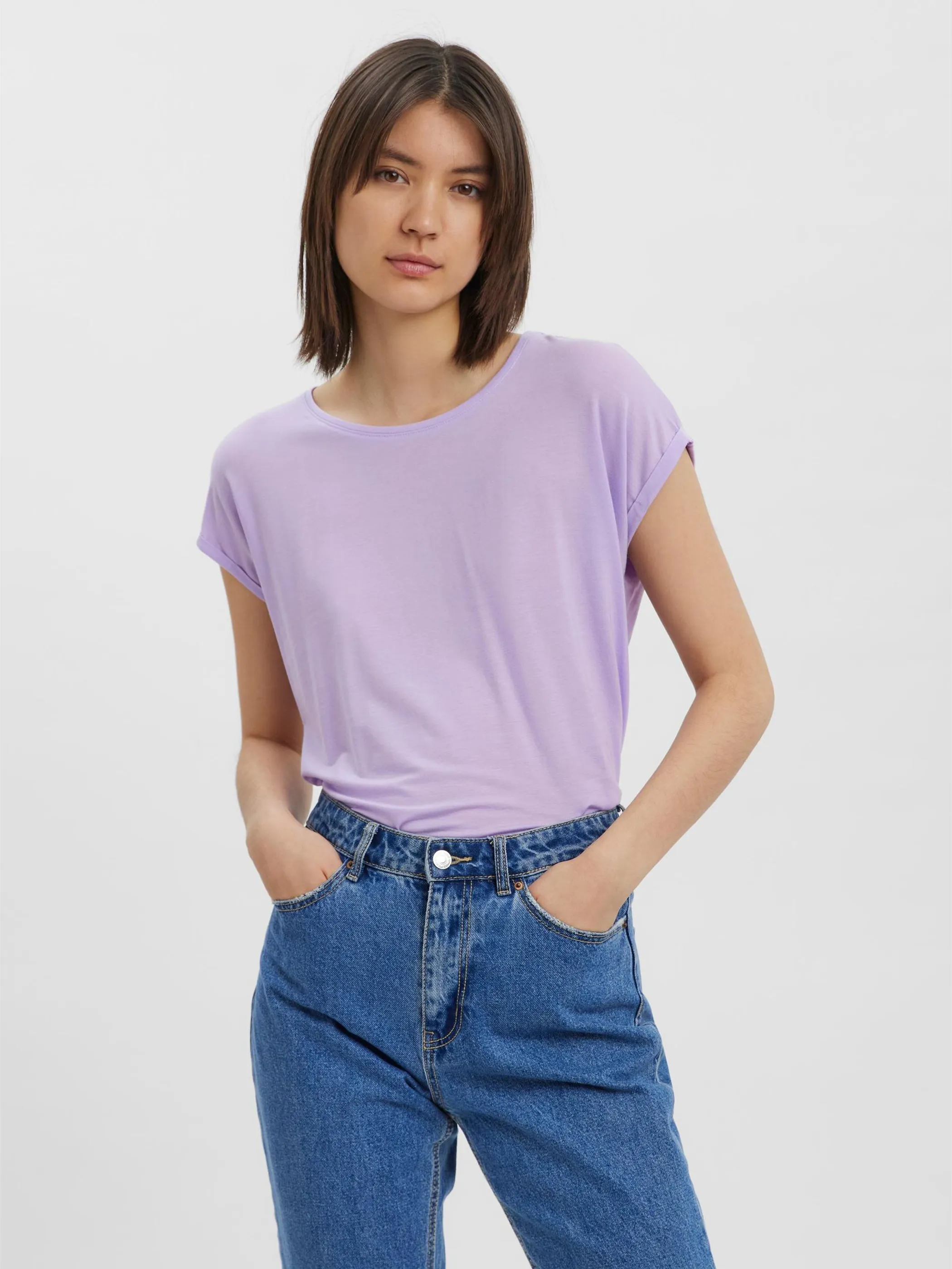 Vero Moda 10187159 VMAWARE PLAIN SS TOP Lila 767201 228955 4