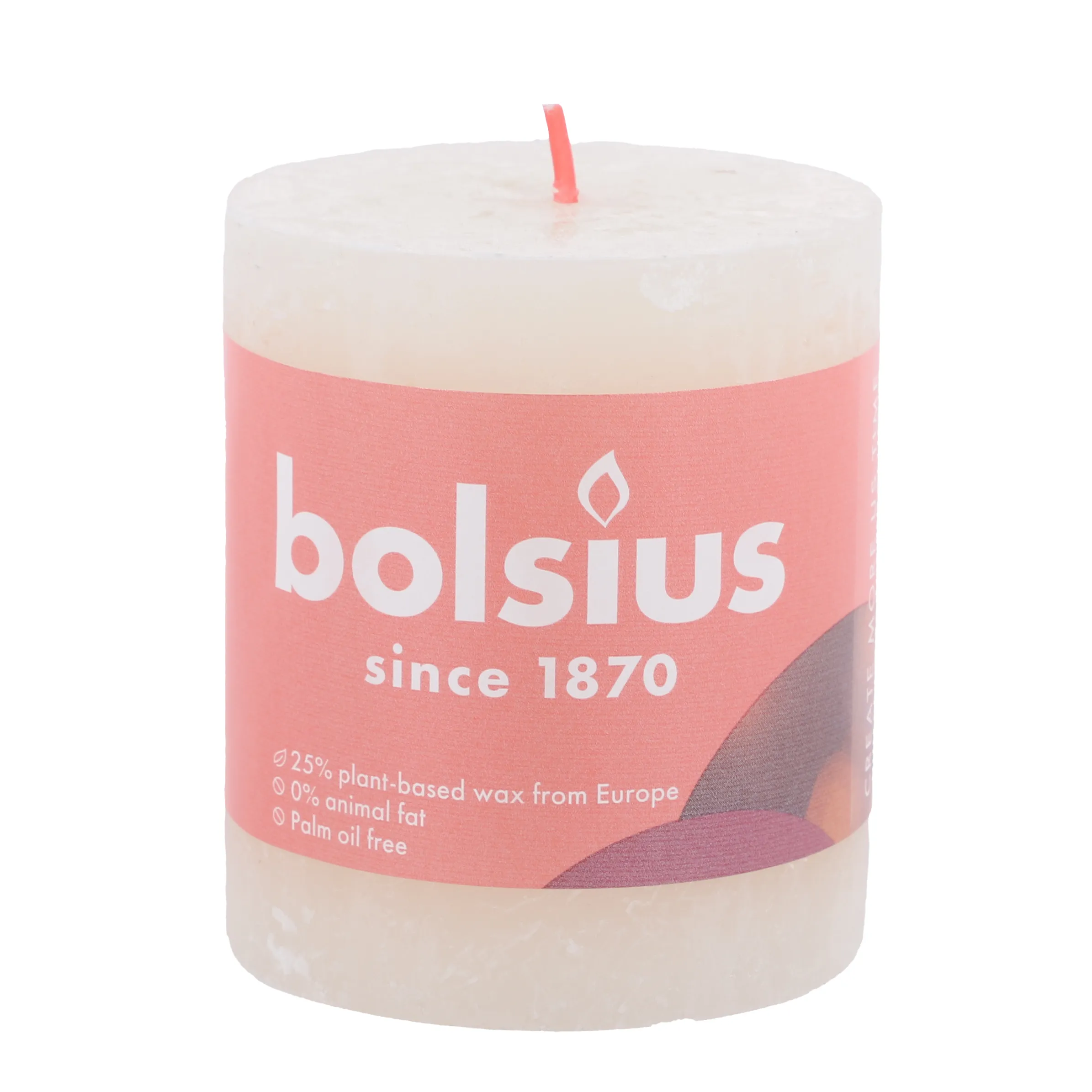bolsius Stumpenkerze Rustik 80mm Weiß 886552 PERLE 1
