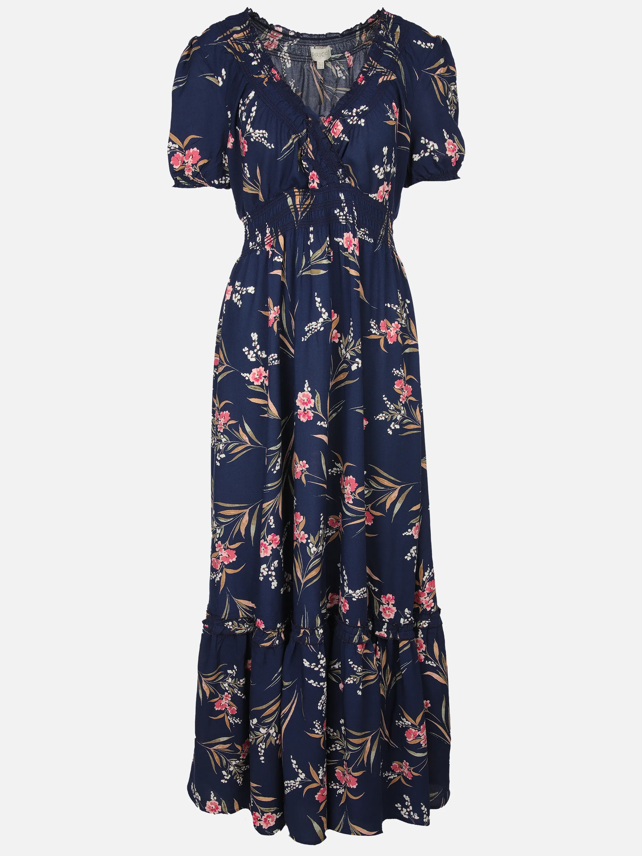 Apricot 757615 Apricot Watercolor Floral Smock Maxi Dress Marine 918381 NAV 1